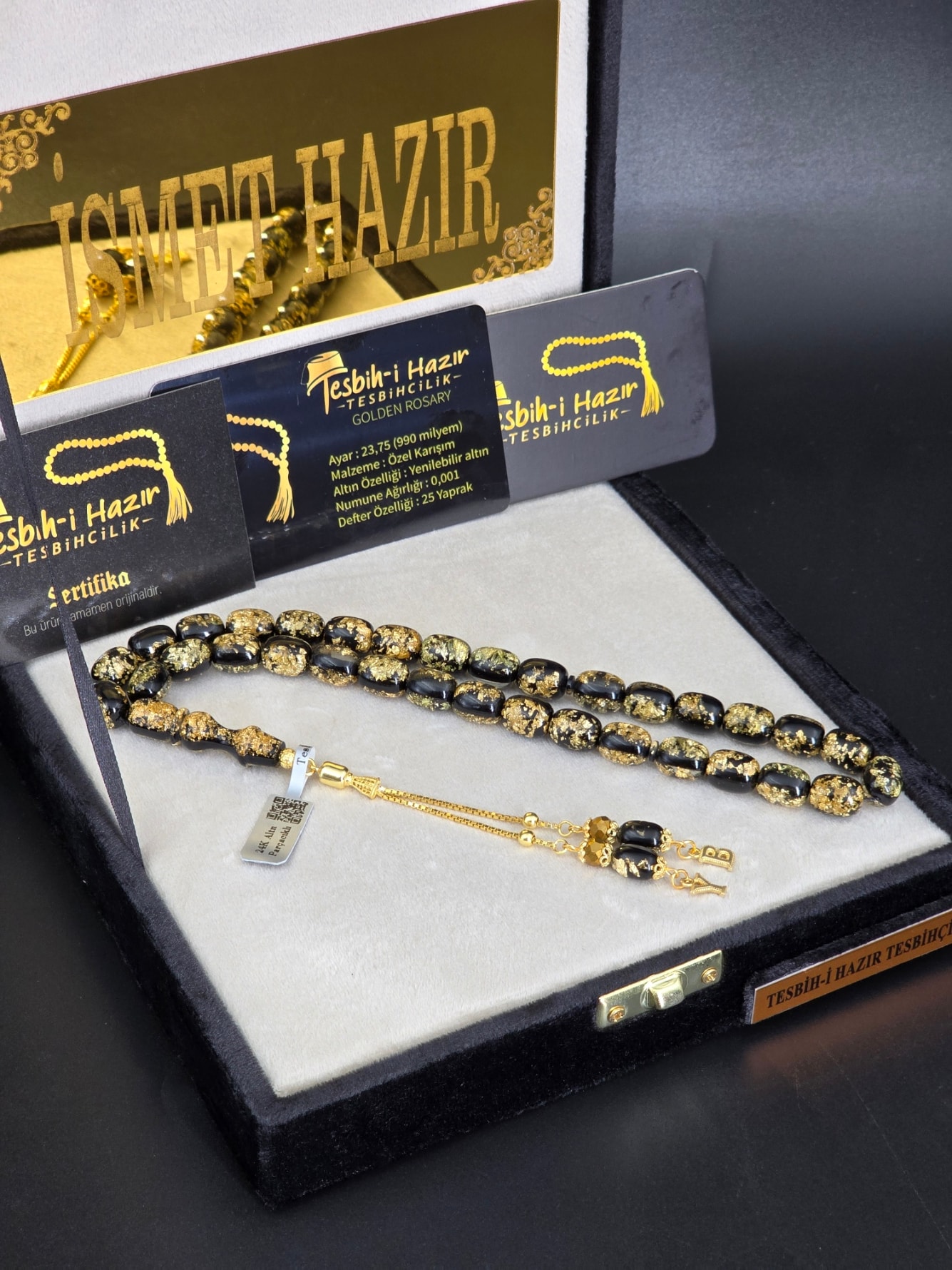 ÇİFT SERTİFİKALI KİŞİYE ÖZEL 14 AYAR ALTIN KAPLAMA HARFLİ ALTIN PARÇACIKLI ÖZEL ÜRETİM