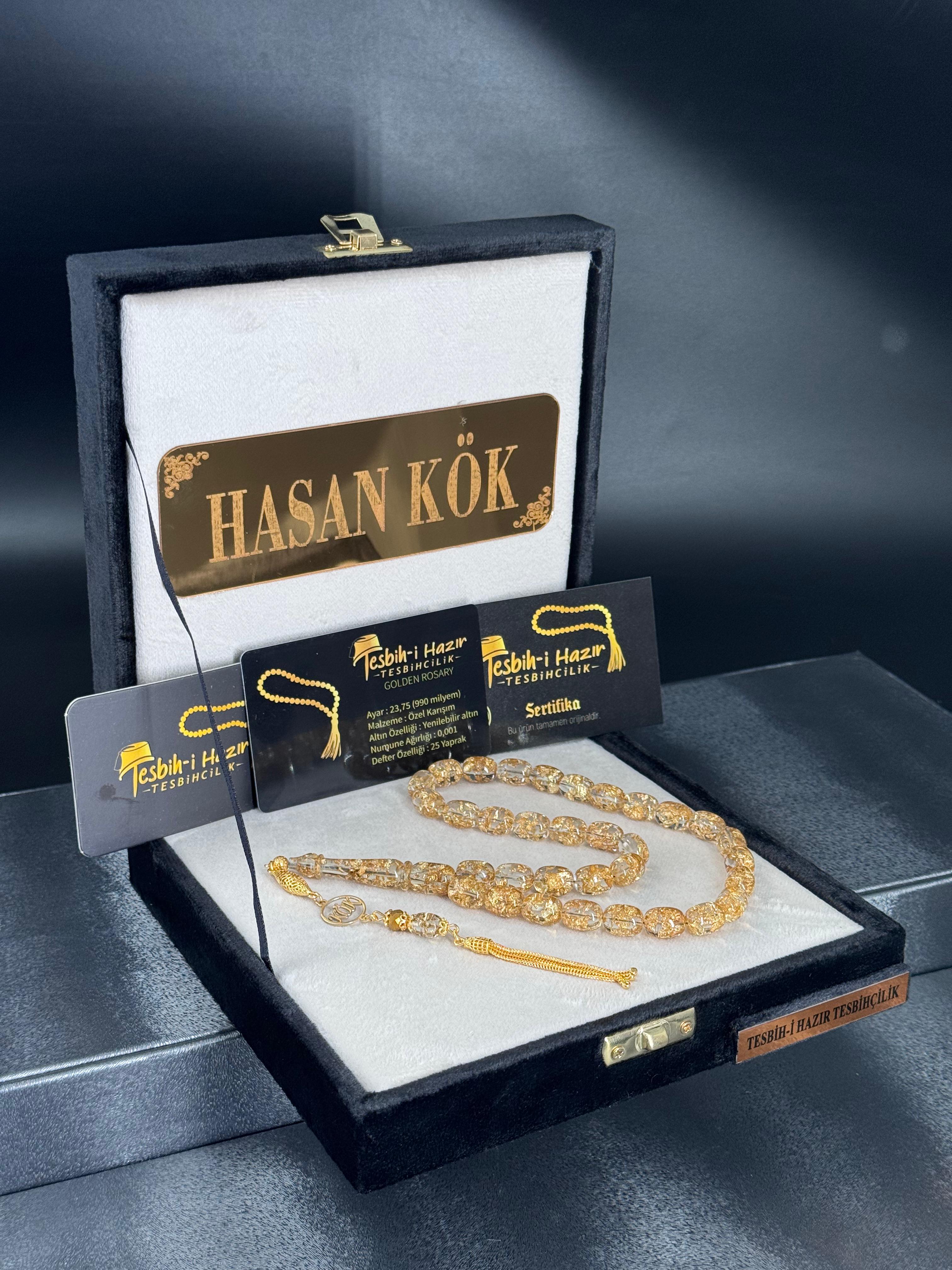 24K Altın Parçacıklı 14K Altın Kaplama Püskül ile 