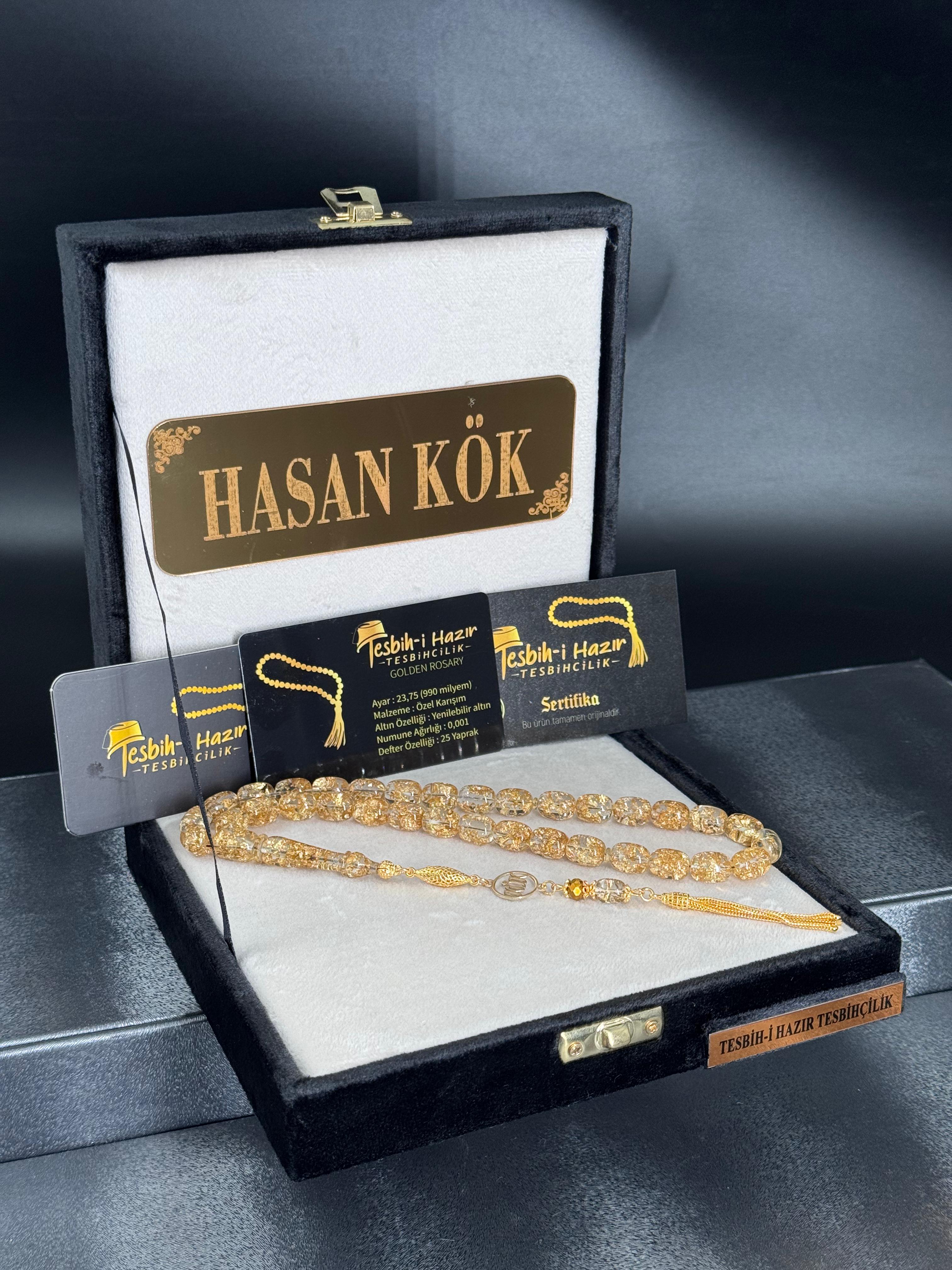 24K Altın Parçacıklı 14K Altın Kaplama Püskül ile 