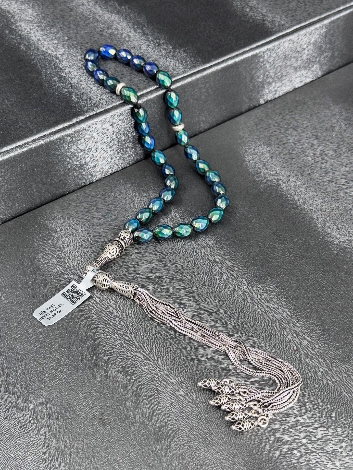 Bilekboy His Taşı Tesbih 925K Gümüş Uzun Saçaklı Özel Tasarım Püskül İle Muazzam Bir Eser