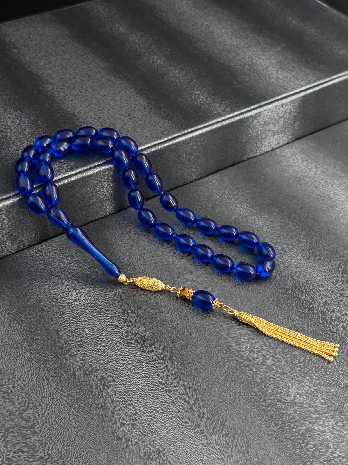 özel seri  üretim ateş kehribar tesbih 14k altın kaplama püskül tasarımlı