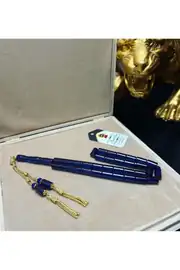 Ateş Kehribar Kesme Tesbih 14K Altın Kaplama Püskül