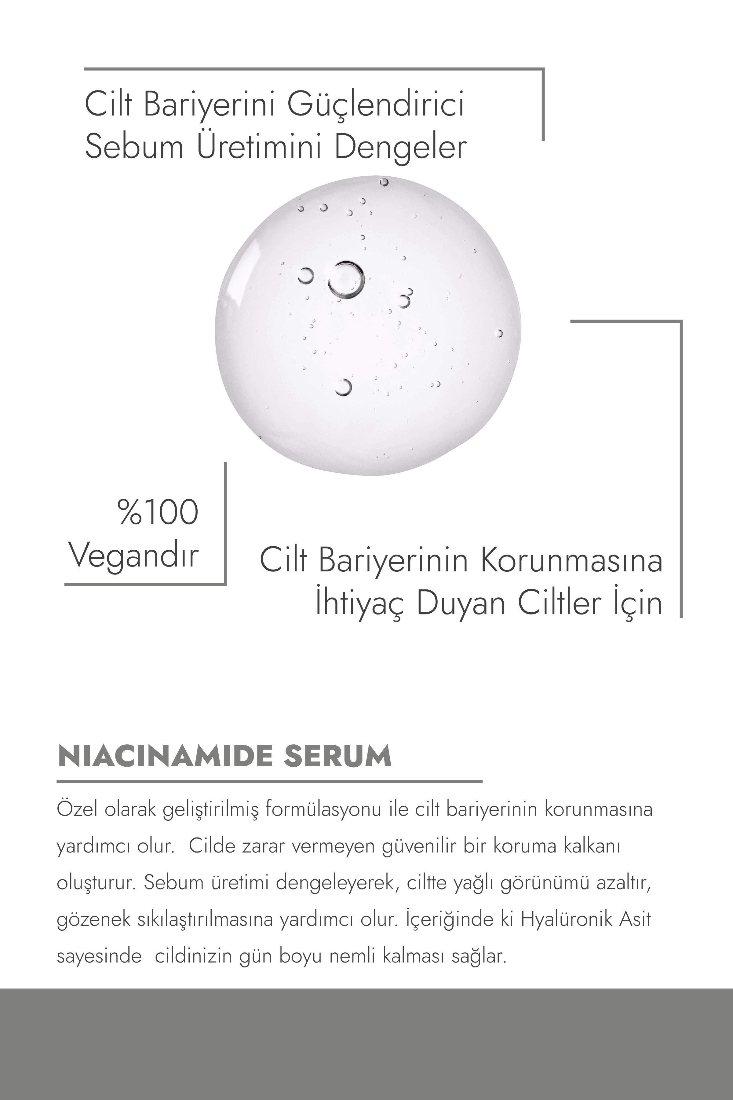 Niacinamide Serum, 20ml - Cilt Bariyeri Güçlendirici ve Sebum Üretimi Dengeleyici