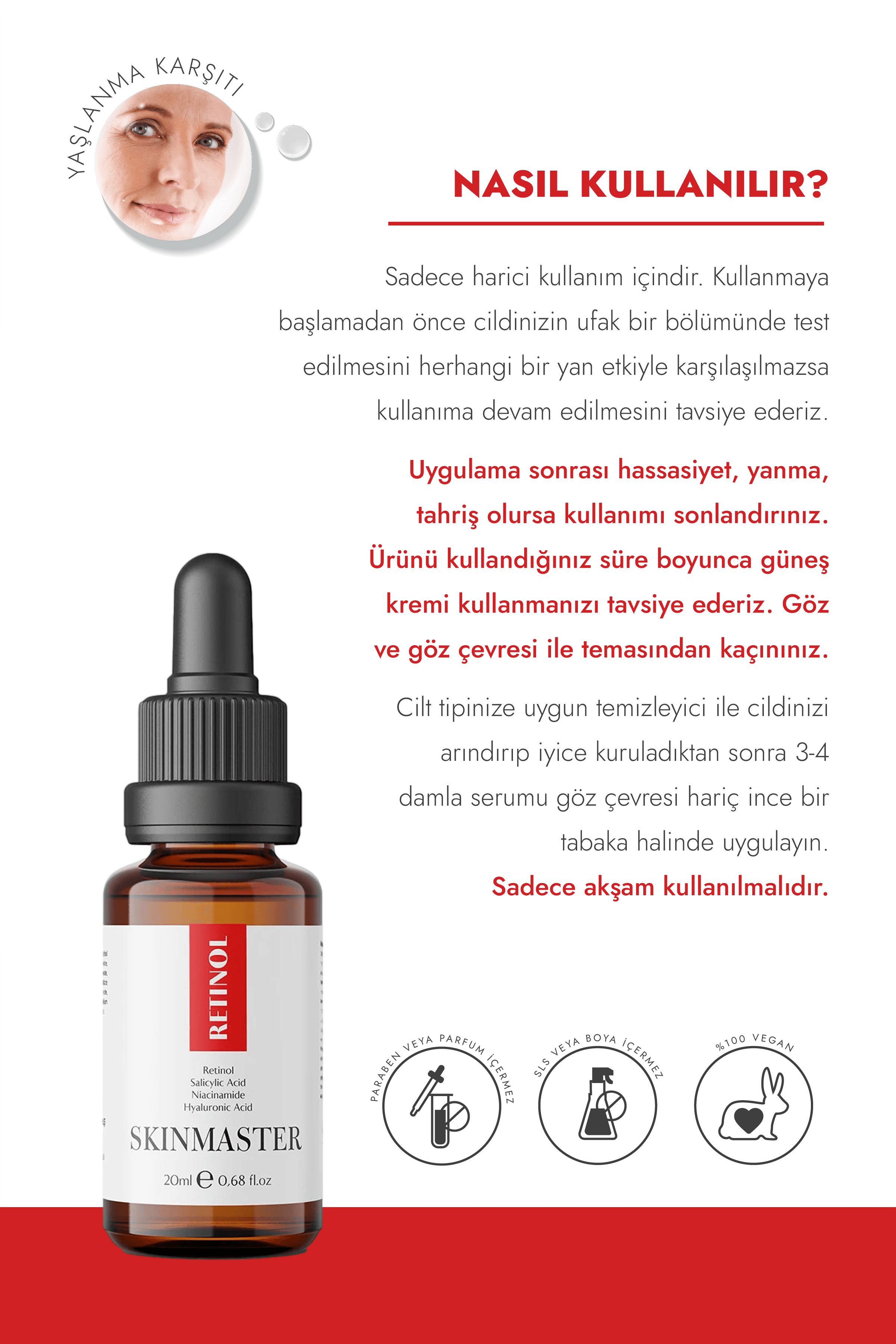 Retinol Serum, 20ml - Retinol ve B3 İçerikli Yaşlanma Karşıtı