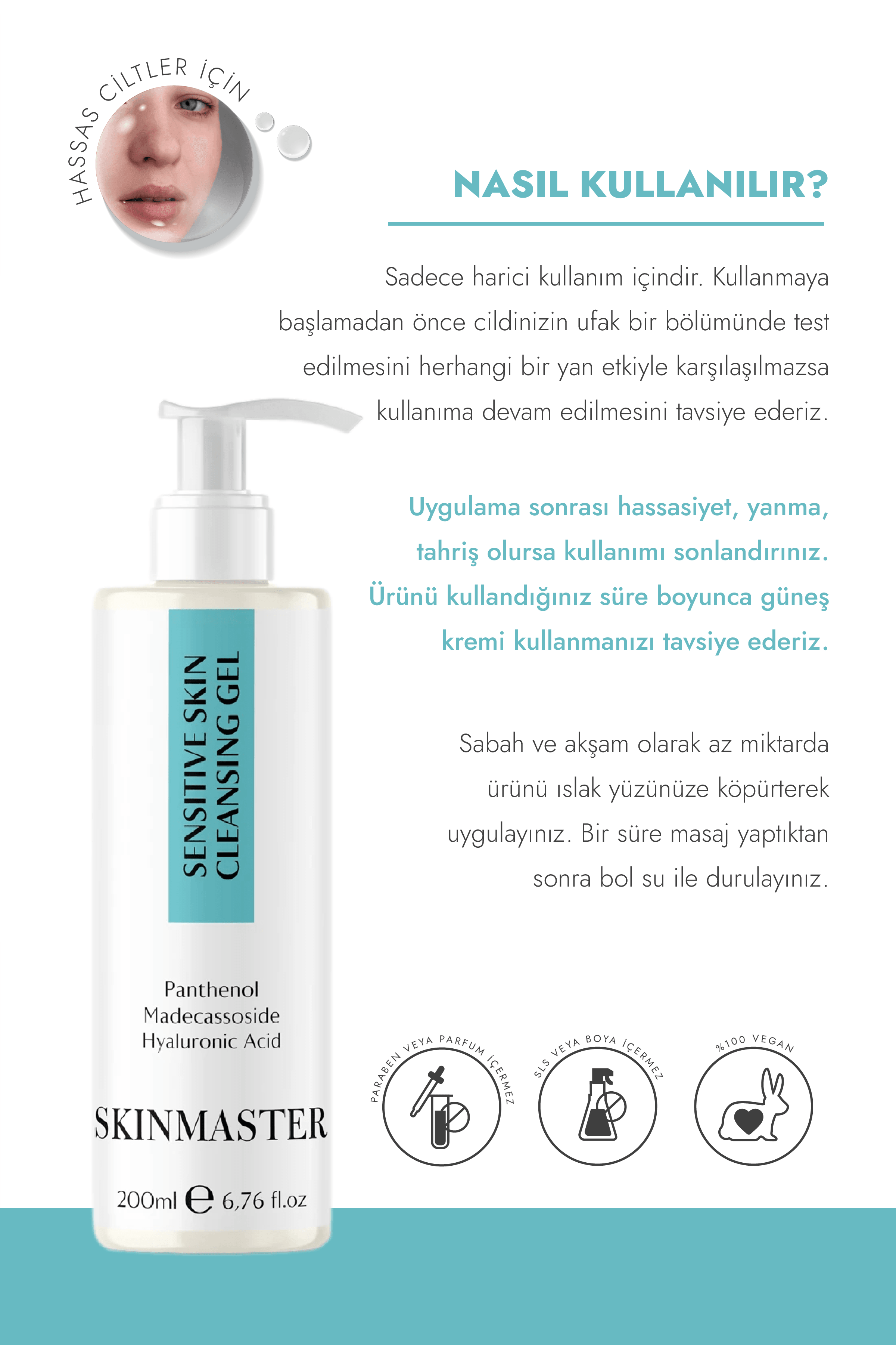 Hassas Ciltler İçin Yüz Temizleme Jeli, 200ml - Yatıştırıcı ve Onarıcı
