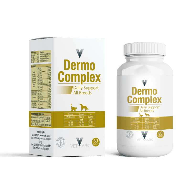VetMark Dermo Complex Kediler ve Köpekler İçin Tüy Dökülmelerini Önlemeye Yönelik Vitamin 60 Tablet