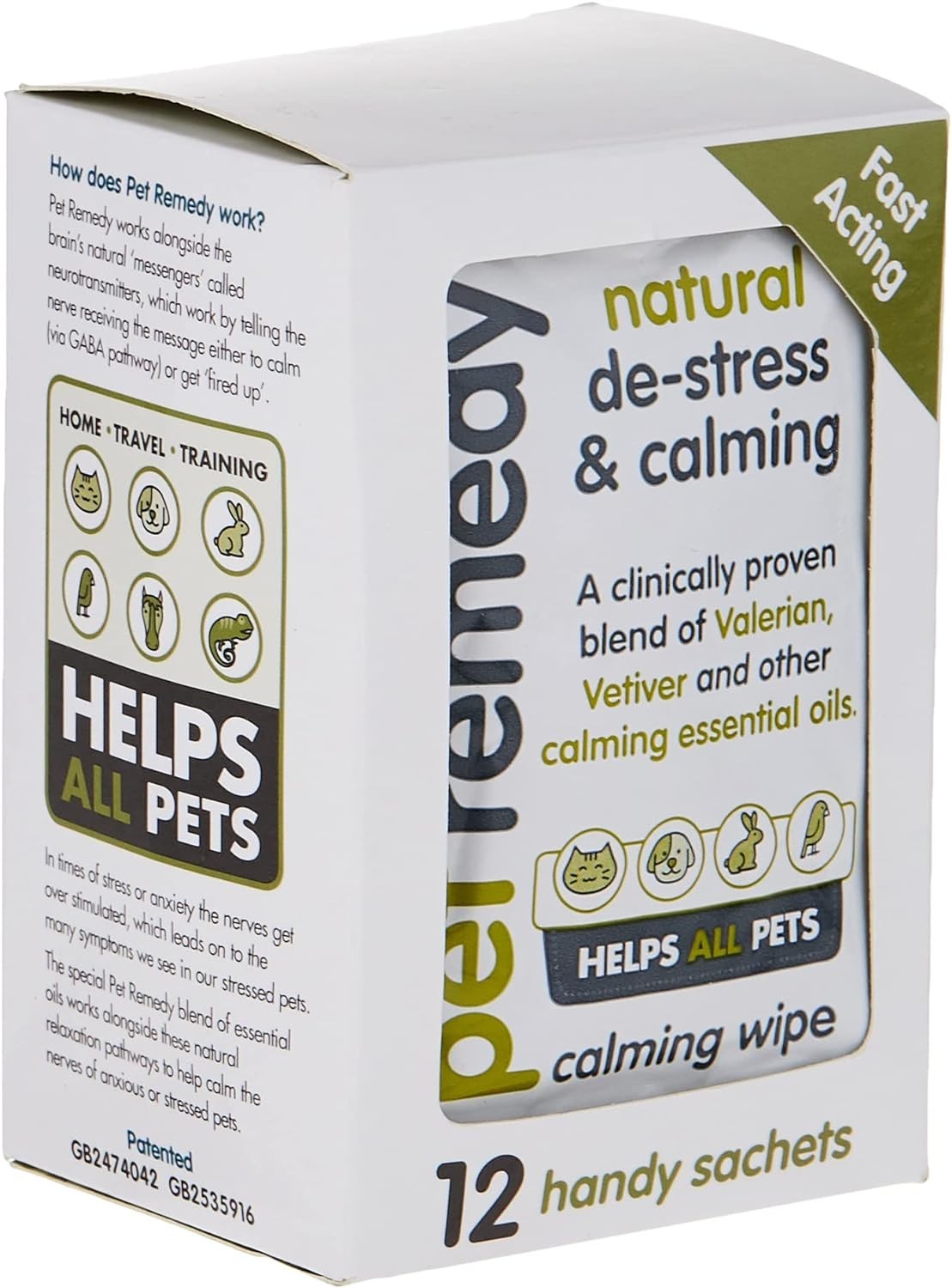 Pet Remedy Kediler ve Köpekler için Doğal Stres ve Sakinleştirici Mendiller 12'li Paket