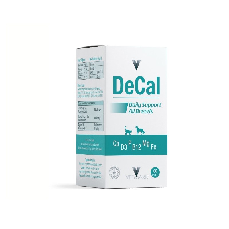 Vetmark Decal Kediler ve Köpekler İçi Destekleyici Takviye Vitamin 1 GR 60 TAB.