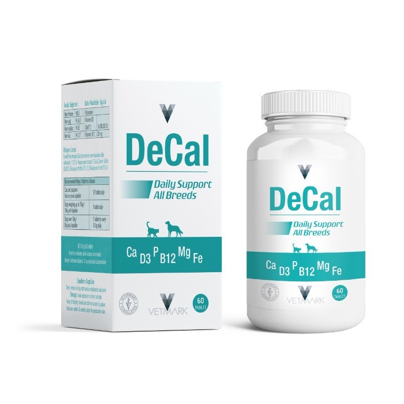 Vetmark Decal Kediler ve Köpekler İçi Destekleyici Takviye Vitamin 1 GR 60 TAB.