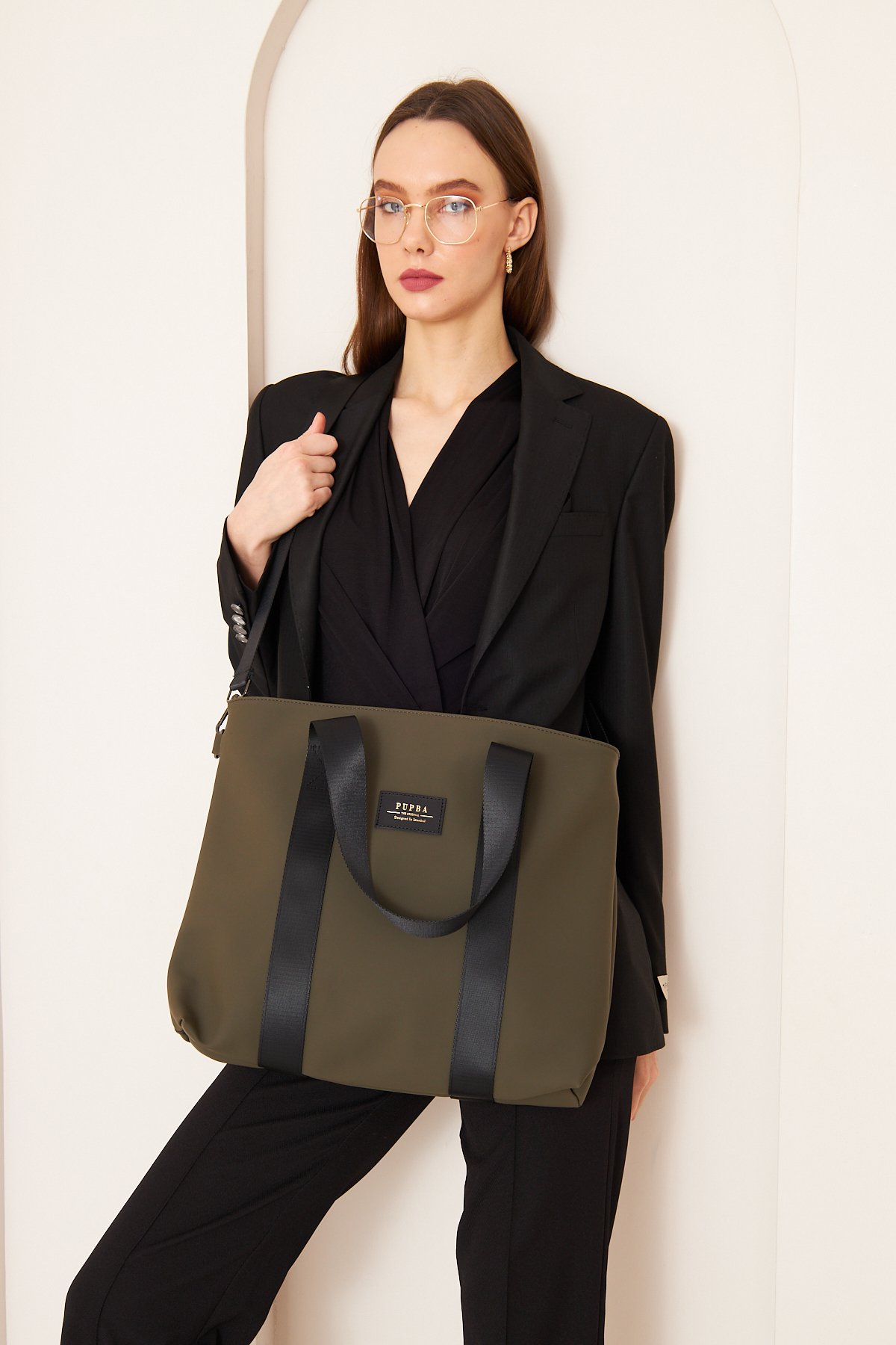 Yaga Large Tote Bag - PU Haki 