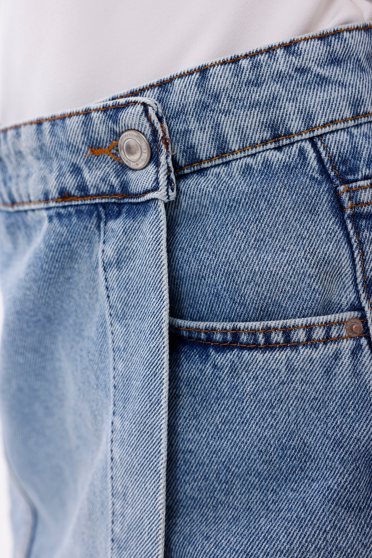Asimetrik Kesim Denim Mini Etek