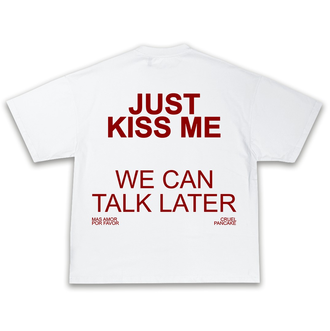 JUST KISS ME OVERSIZE TEE - Beyaz
