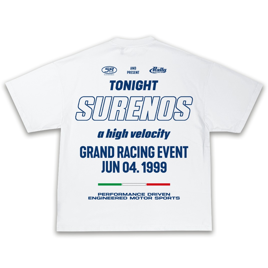 SURENOS RACING OVERSIZE TEE - Beyaz