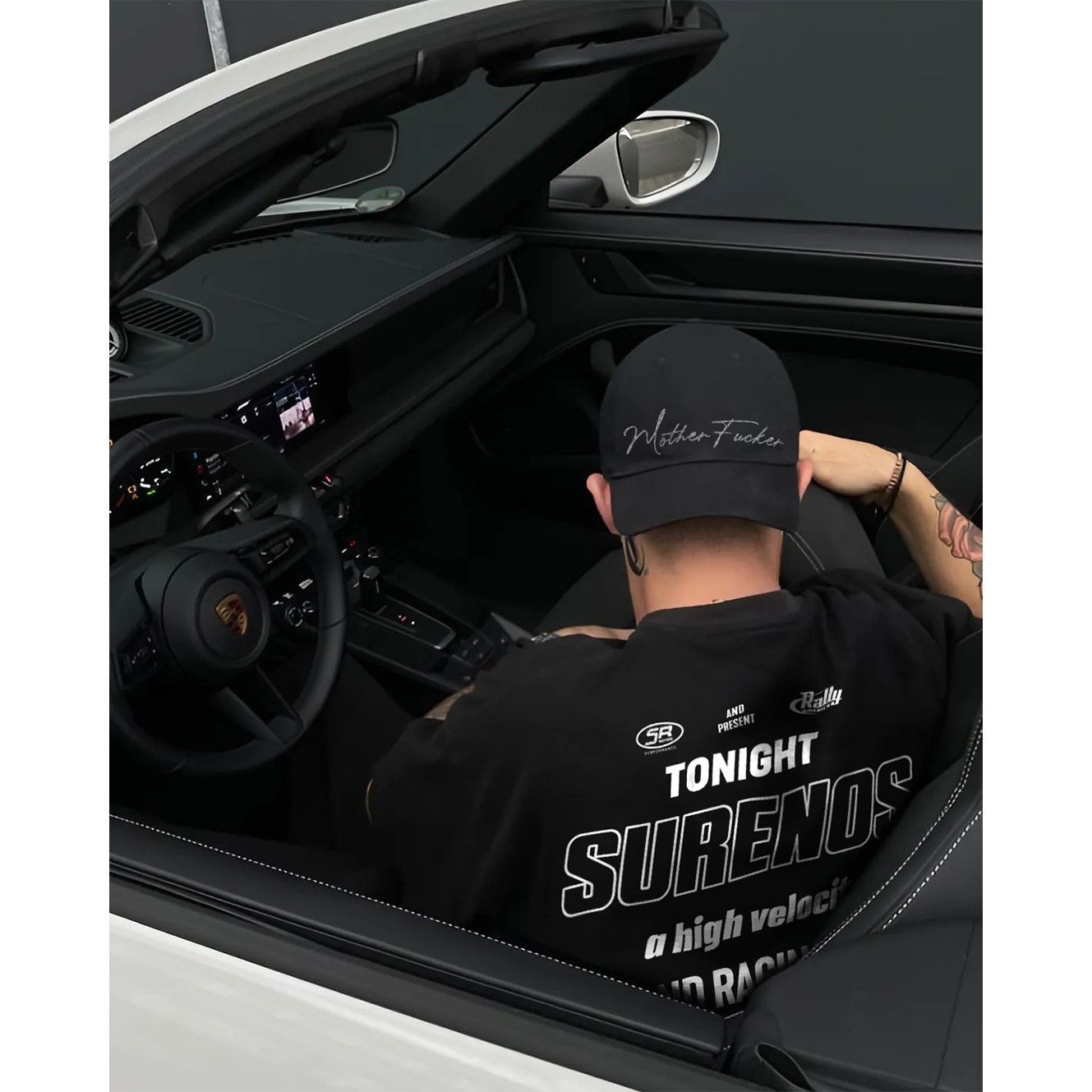 SURENOS RACING OVERSIZE TEE - Siyah