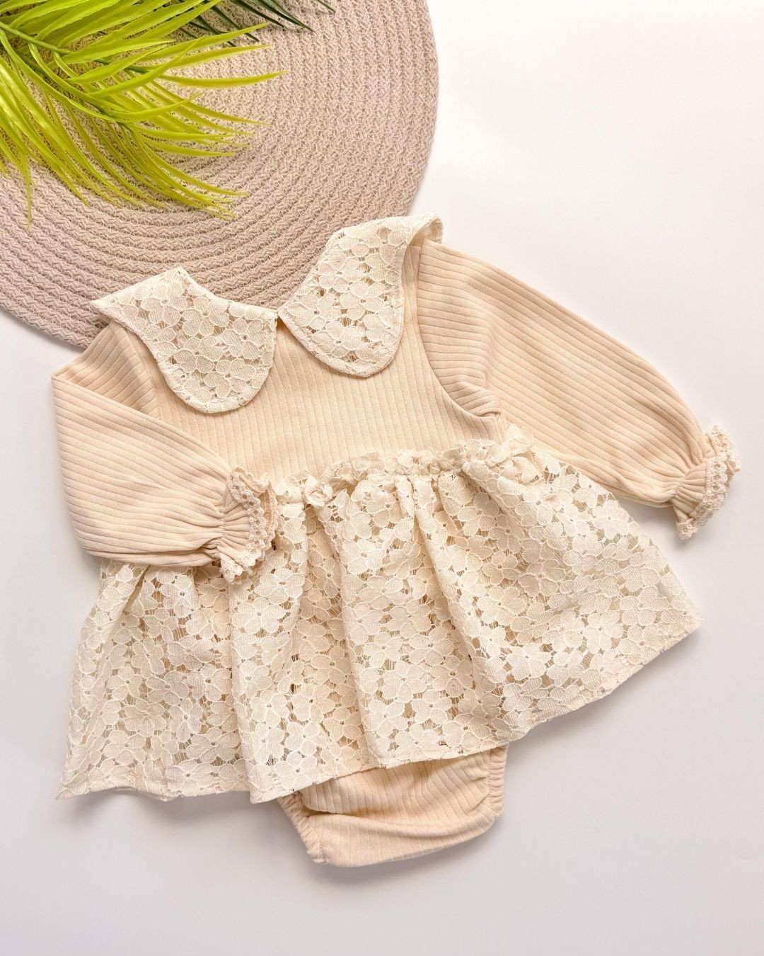 Dantel Etekli Bebe Yaka Kız Bebek Romper TLM105