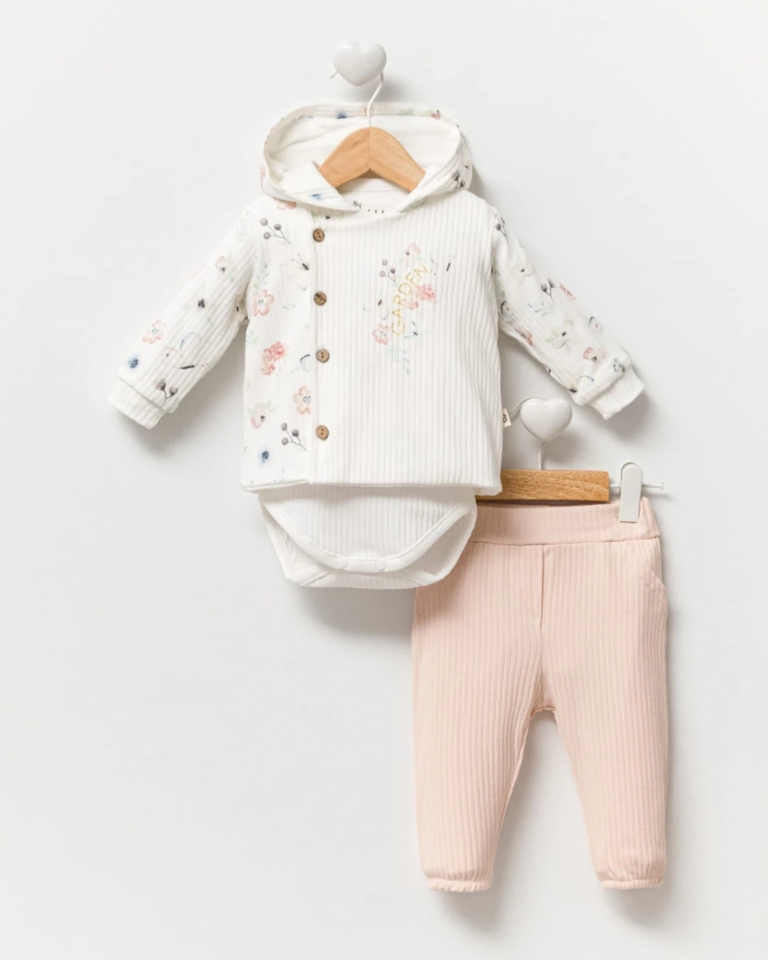 Garden Kapüşonlu 3 Parça Alt Üst Takım - Somon