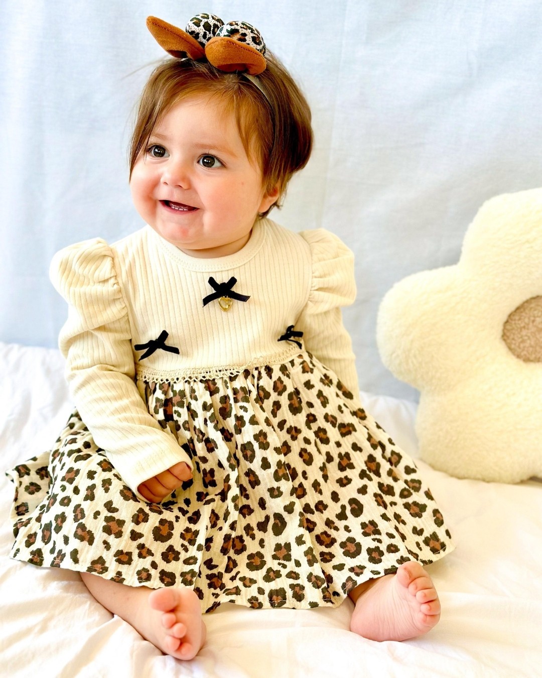 Leoparlı Kız Bebek Elbisesi ELB12