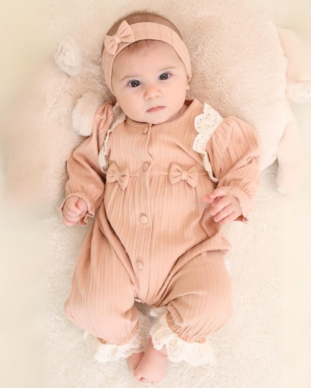 Little Sunggle Kız Bebek Tulumu TLM139 - Kahve