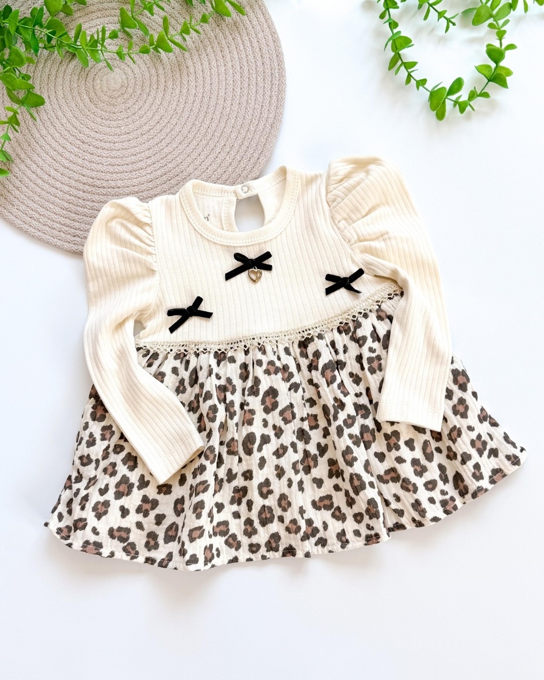 Leoparlı Kız Bebek Elbisesi ELB12