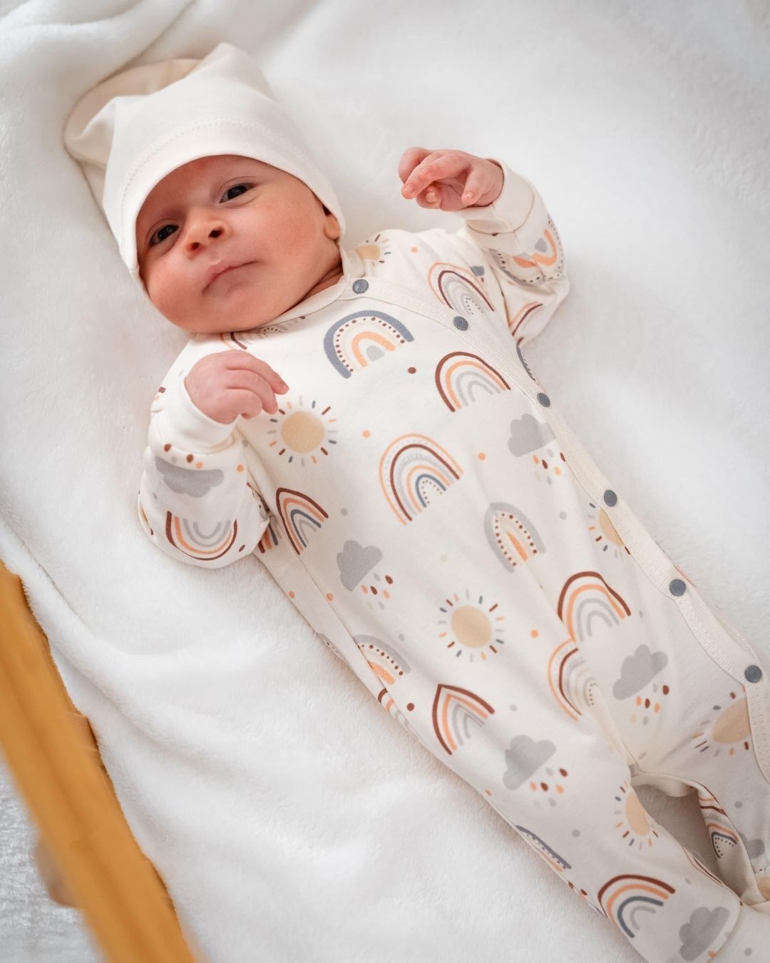 Naturel Desenli Bebek Tulumu TLM59 - Gökkuşağı
