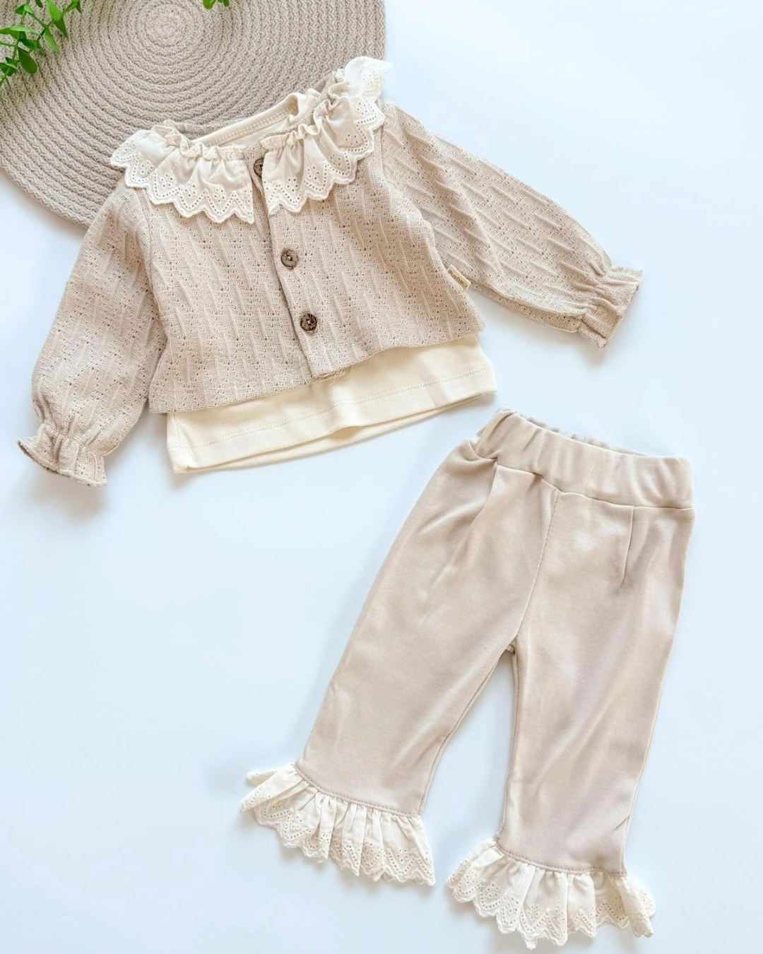 Adeline 3 Parça Kız Bebek Takımı AÜ155 - Bej