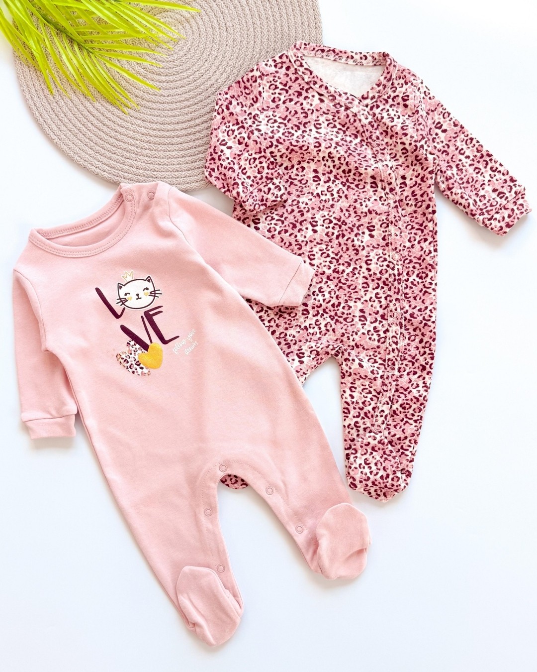 Love Leopar 2'li Kız Bebek Tulumu TLM126