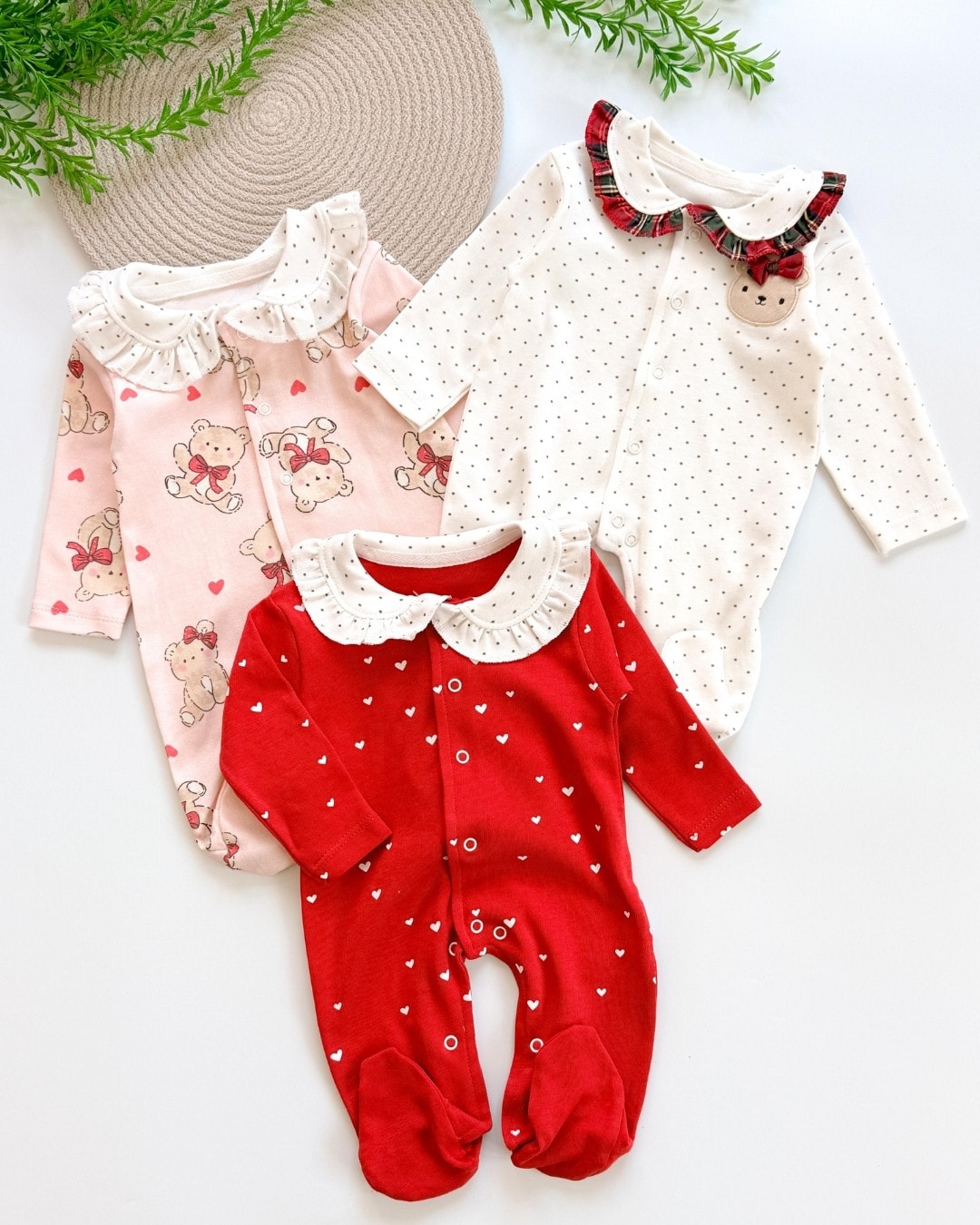 Sweet Teddy Bear 3lü Kız Bebek Tulumu