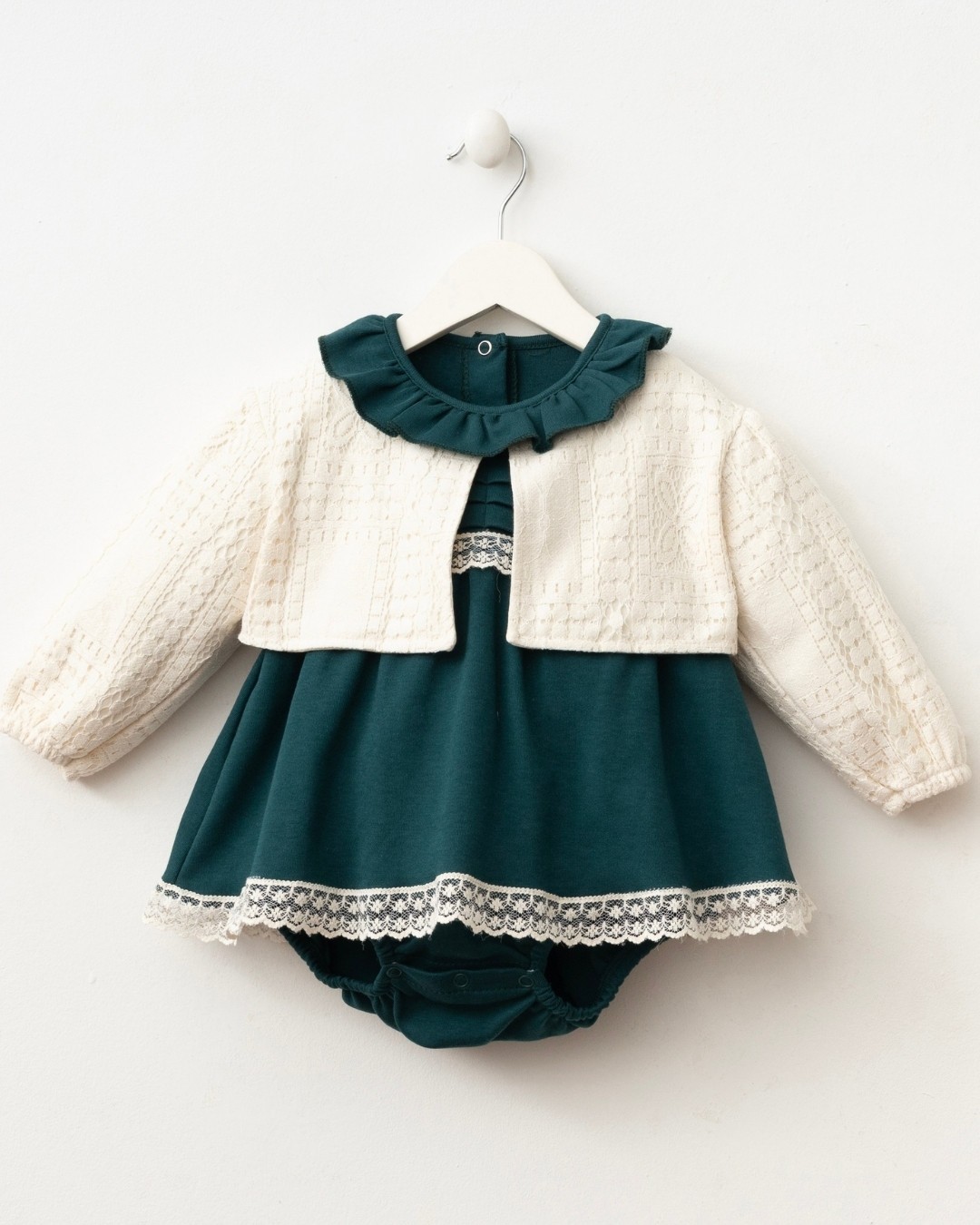Vintage Belle Kız Bebek Yelekli Romper Takımı TLM156