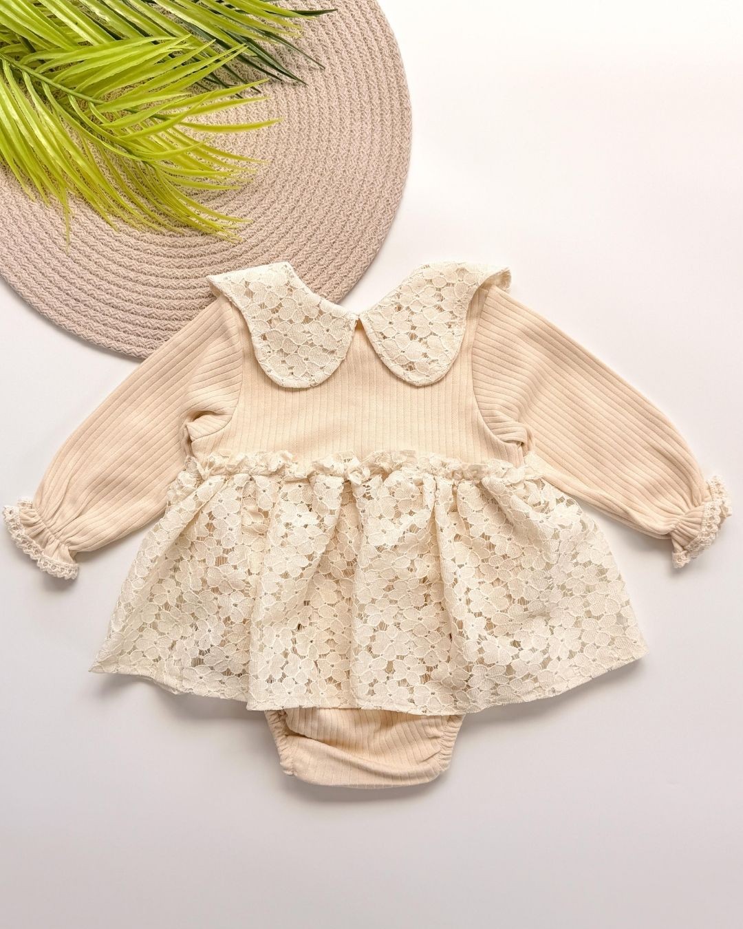 Dantel Etekli Bebe Yaka Kız Bebek Romper TLM105