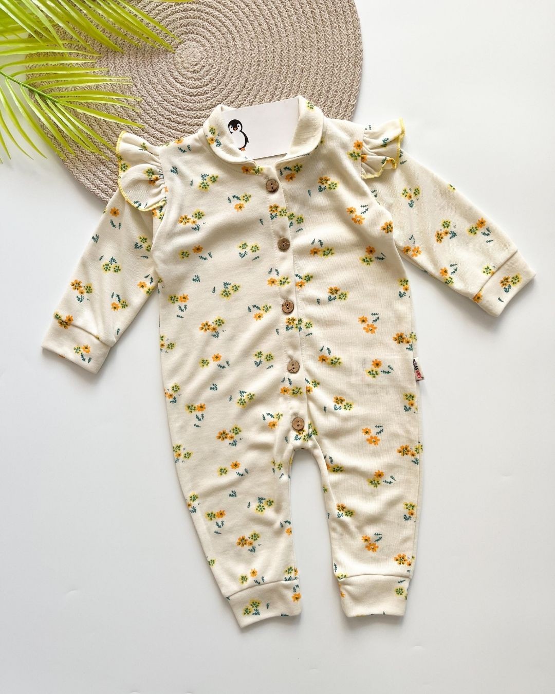 Sarı Çiçekli Kız Bebek Tulumu TLM79