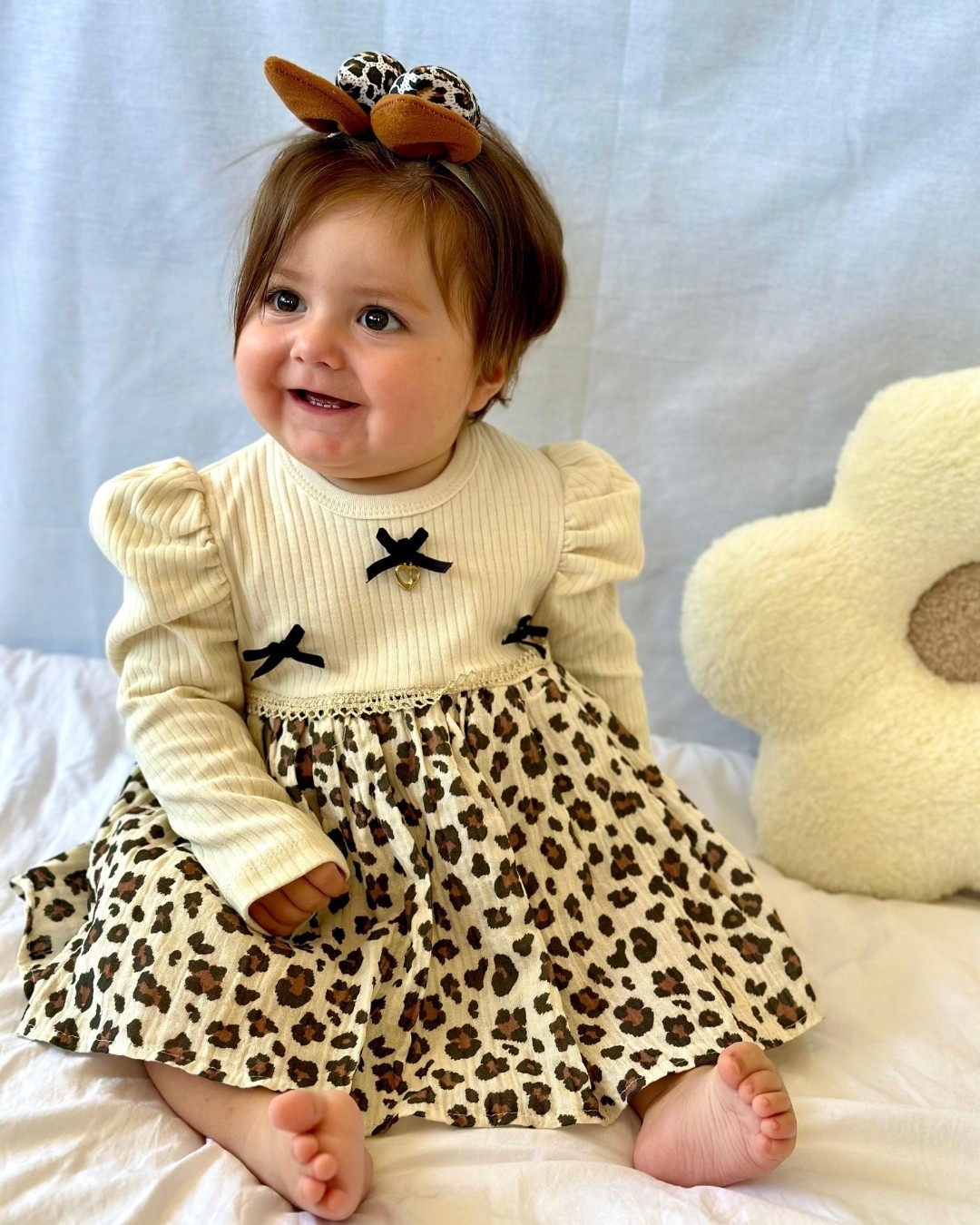 Leoparlı Kız Bebek Elbisesi ELB12