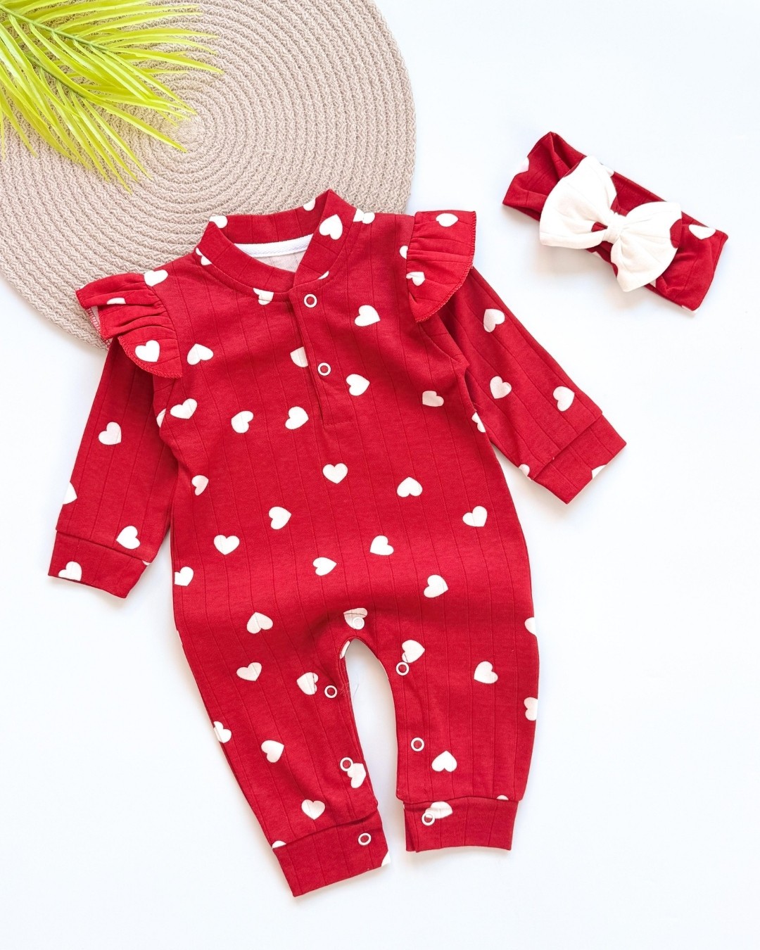 Red Heart Bandanalı Kız Bebek Tulumu TLM112