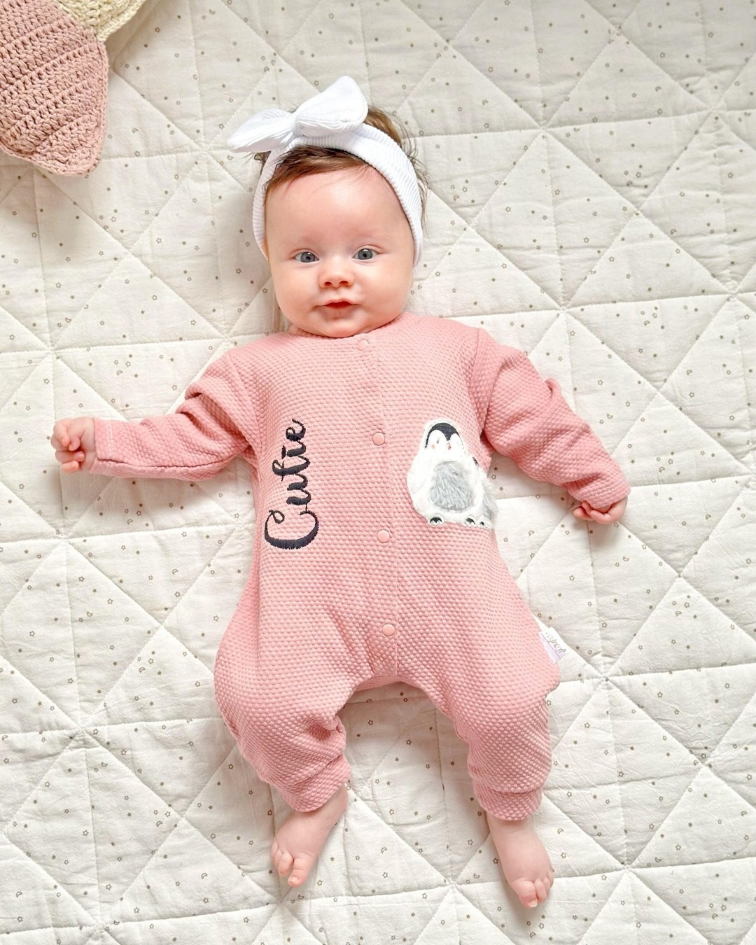 Penguen Baskılı Kız Bebek Tulumu TLM28