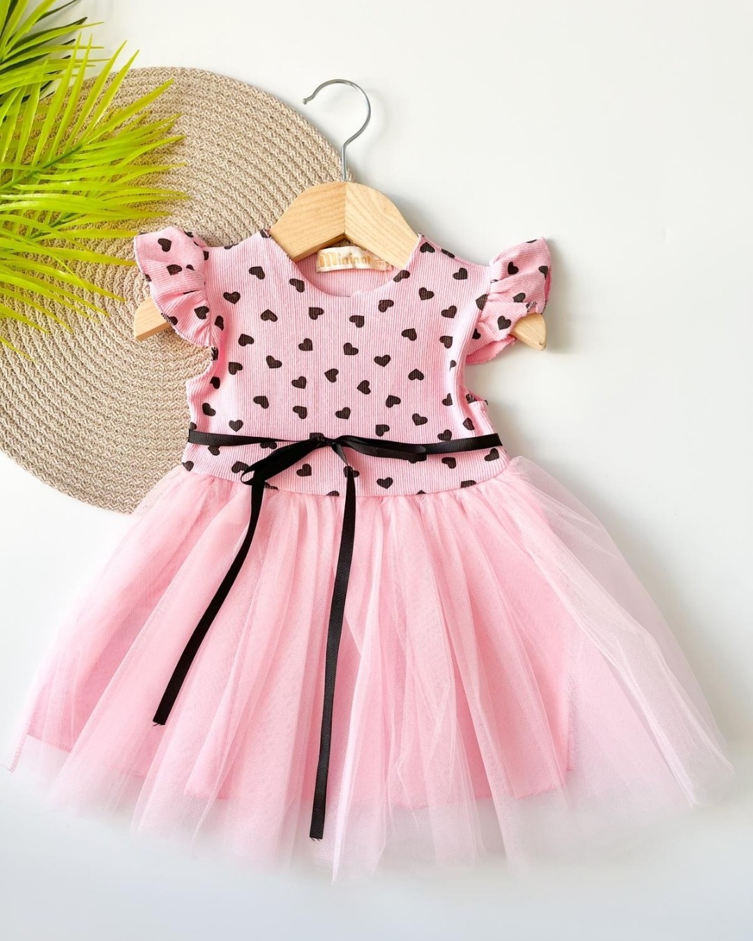 Minik Kalpli Kısa Kollu Tüllü Kız Bebek Elbisesi ELB17 - Pembe