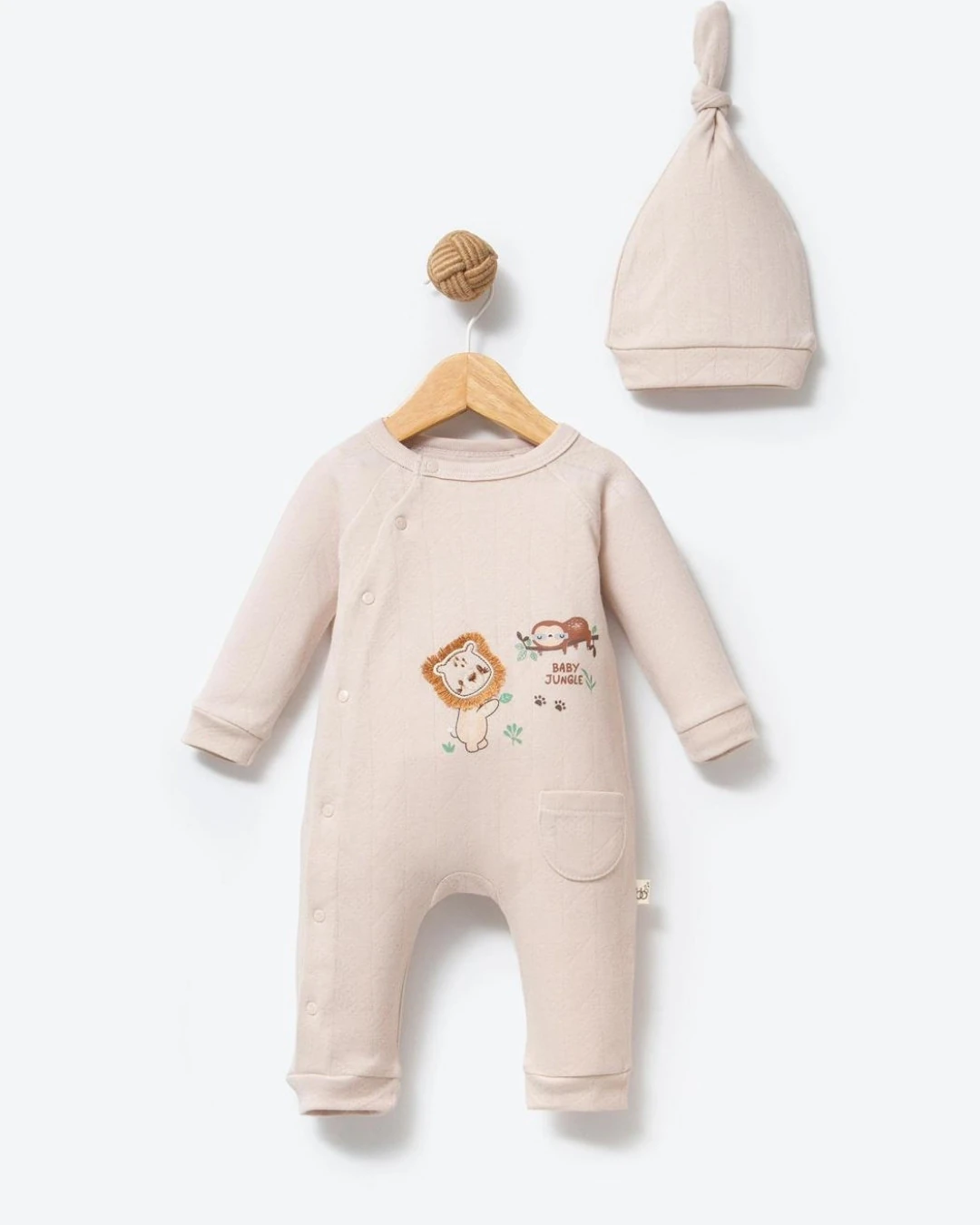 Baby Jungle Şapkalı Bebek Tulumu TLM271 - Bej