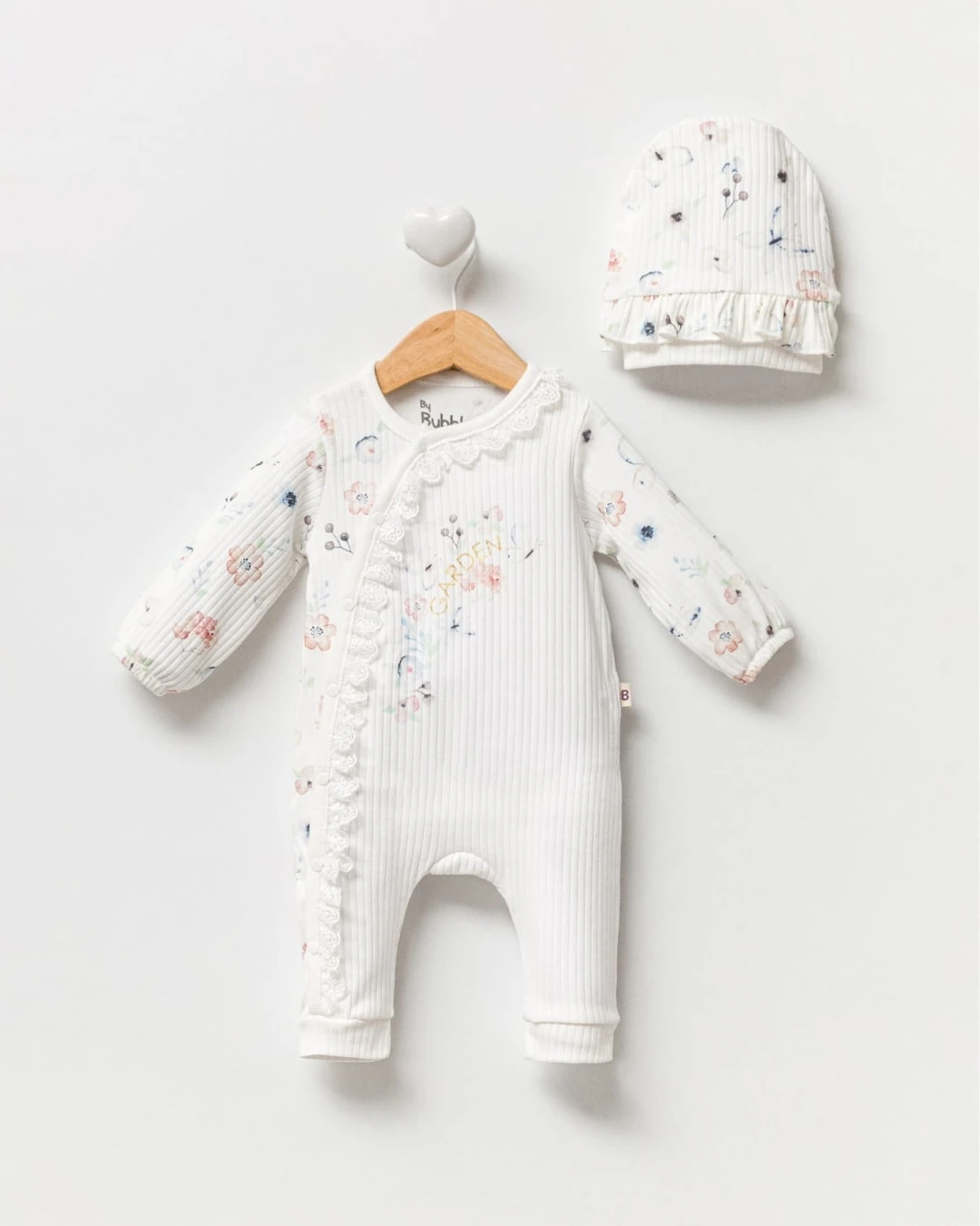 Garden Yandan Fırfırlı Kız Bebek Tulum - Somon