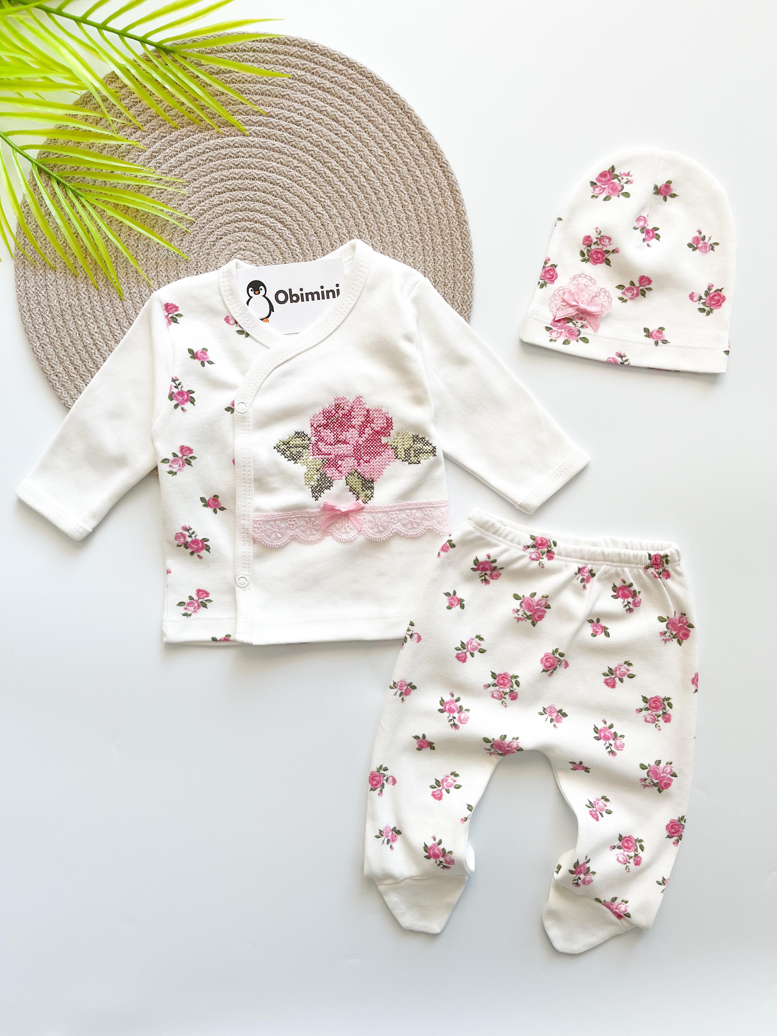 Rosebud 3 Parça Kız Bebek Hastane Çıkış Seti HS63