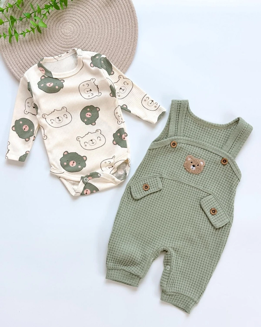 Teddy Uzun Kollu Zıbın ve Salopet Tulum TLM270 - Yeşil