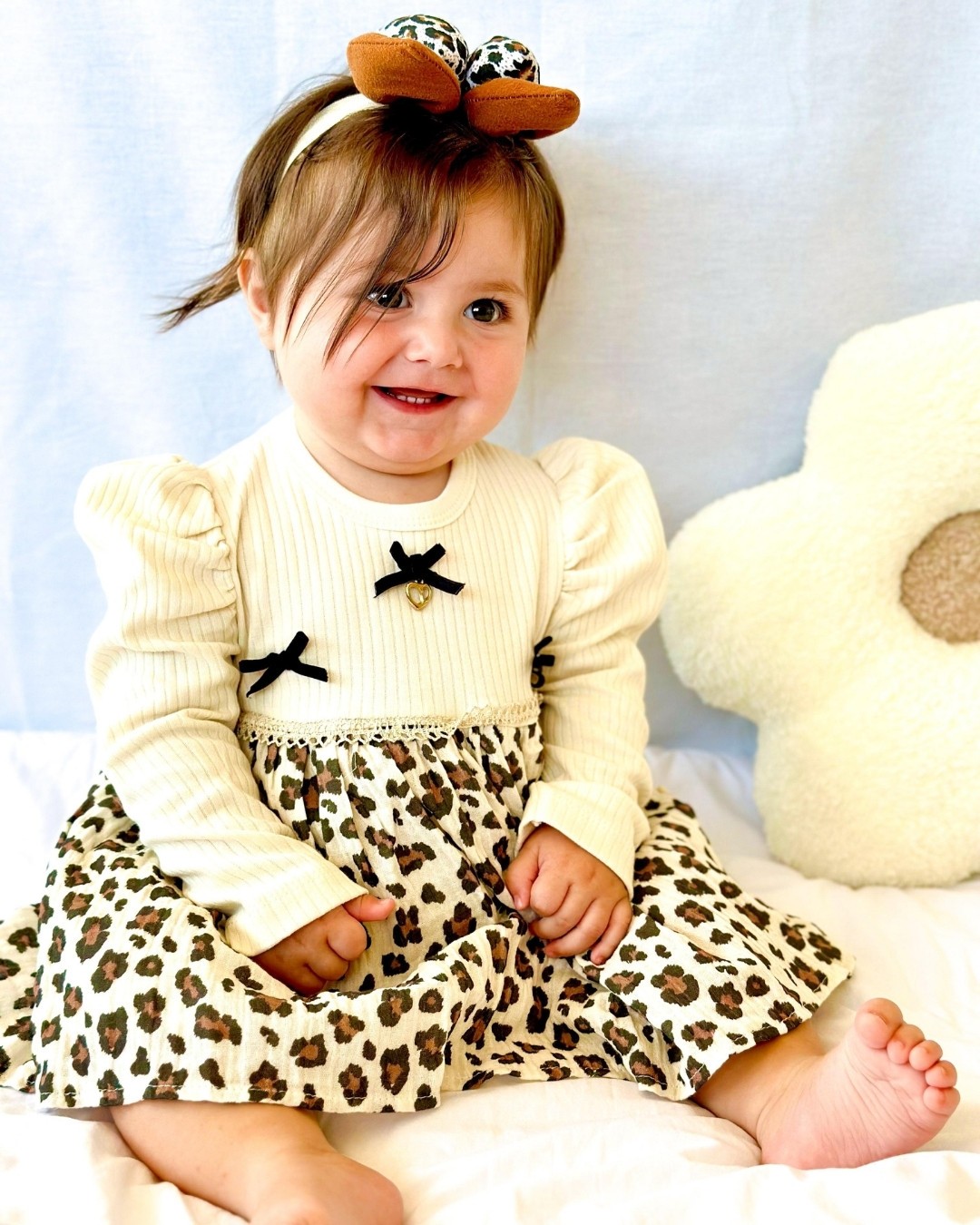 Leoparlı Kız Bebek Elbisesi ELB12