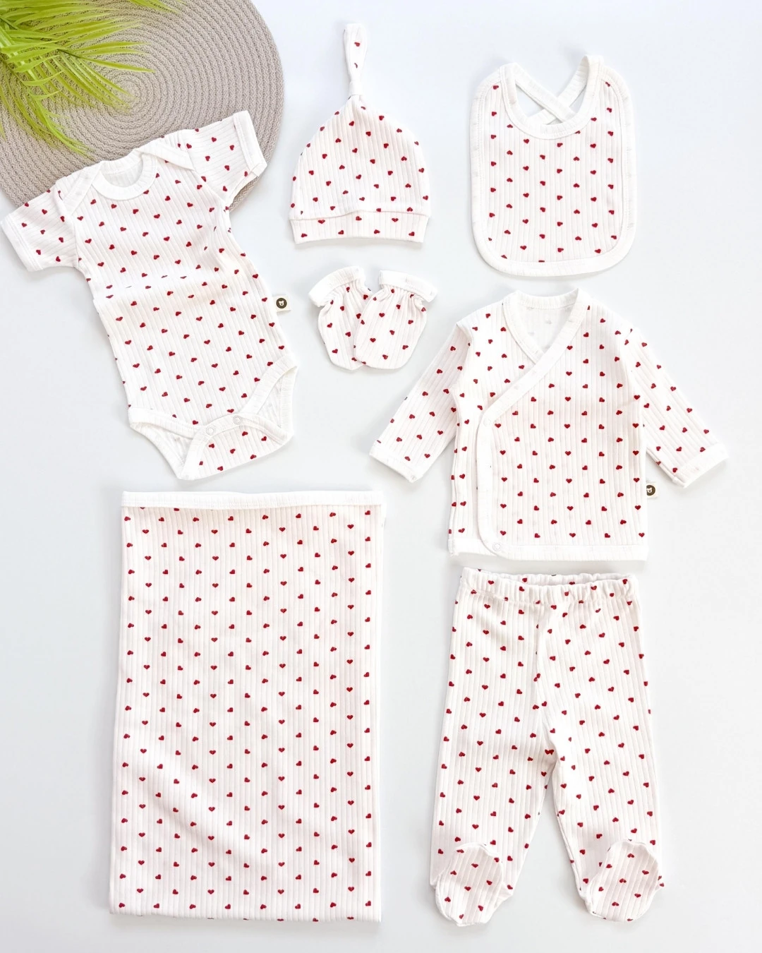 Desenli 7 Parça Bebek Hastane Çıkış Seti HS59