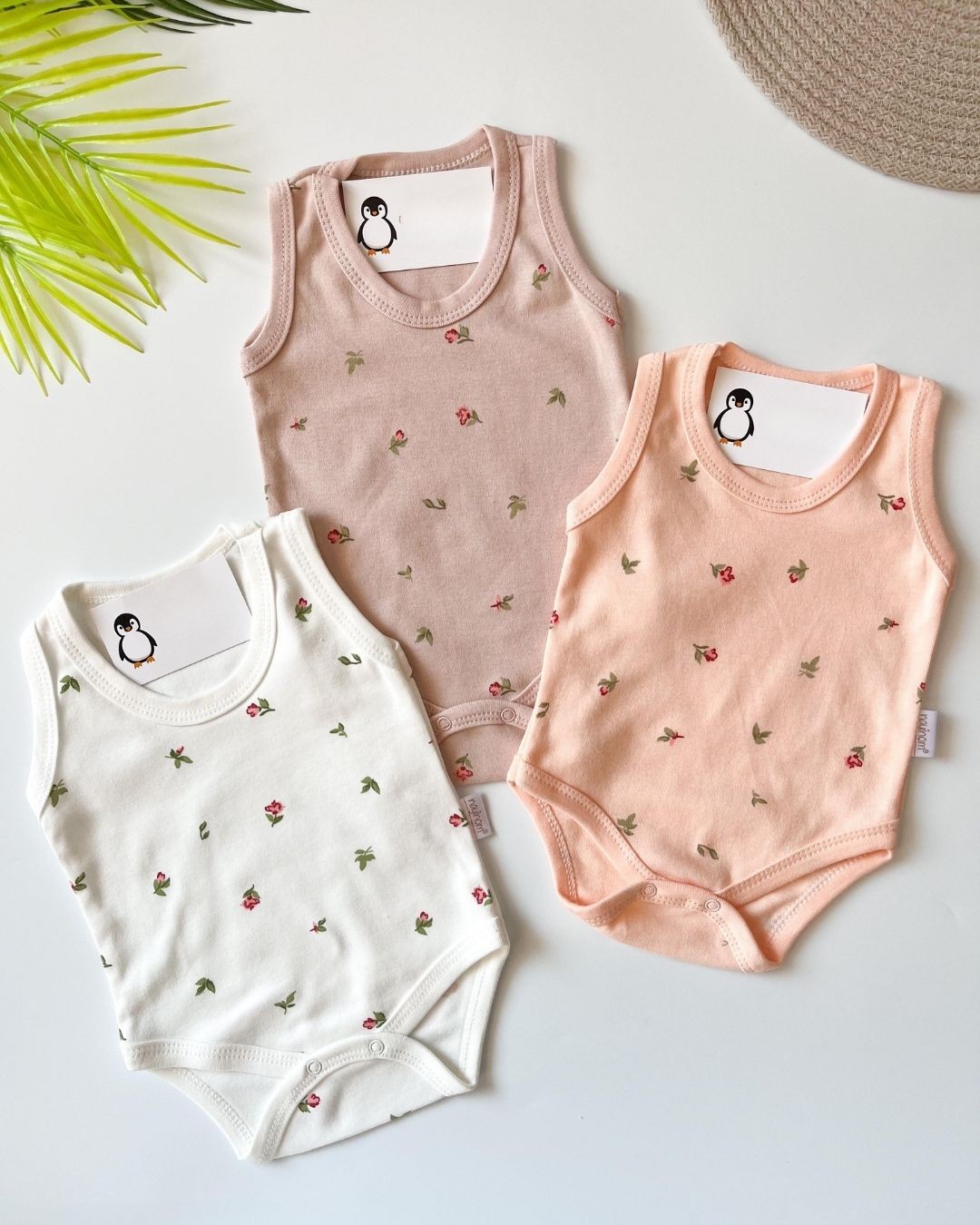 Minik Lale Desenli 3lü Kız Bebek Askılı Body B10
