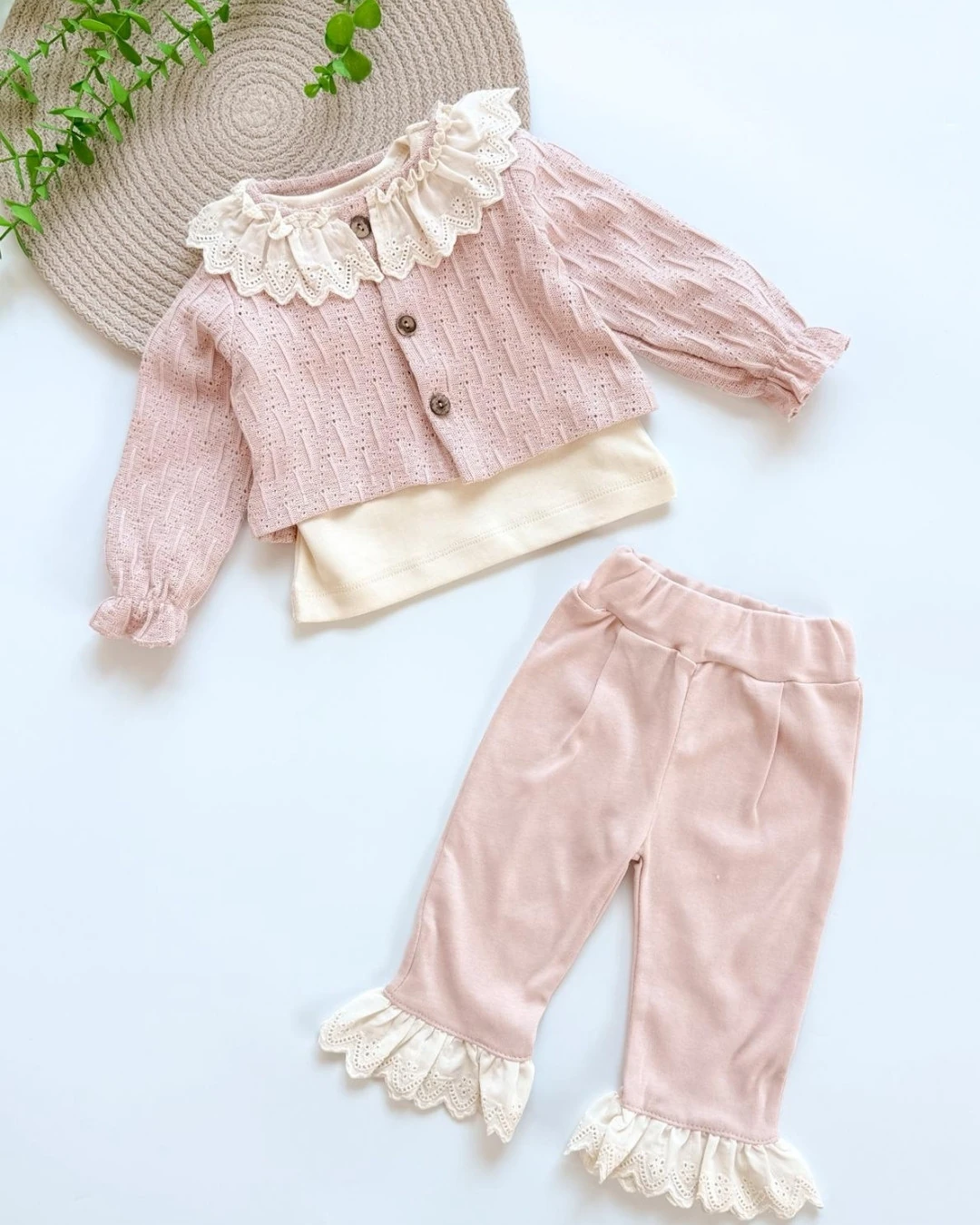 Adeline 3 Parça Kız Bebek Takımı AÜ155 - Gülkurusu