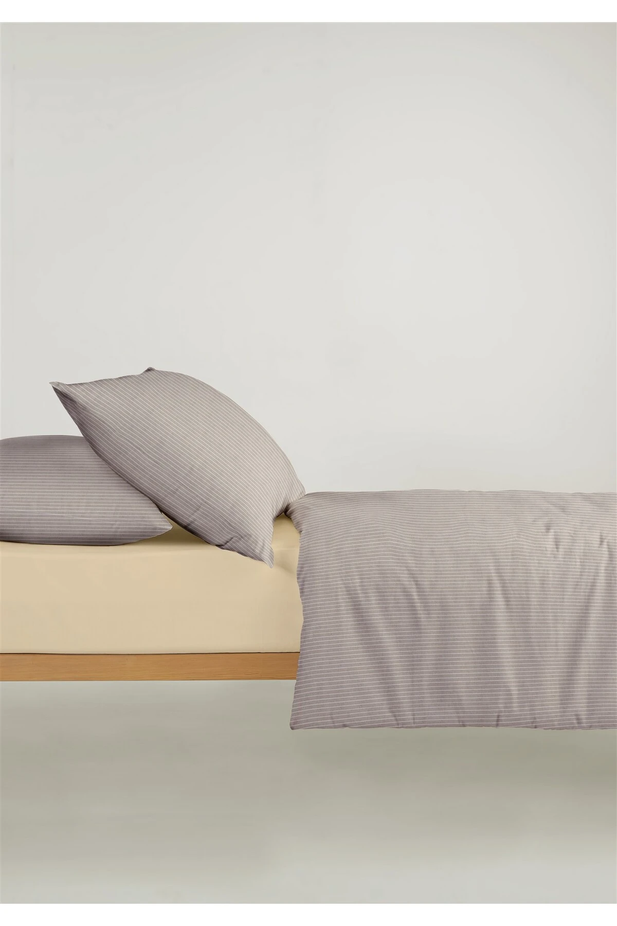 Chıc %100 Pamuk Ranforce Akay  Ipliği Boyalı Nevresim Takımı Çift Kişilik - 200x220 cm - Bej