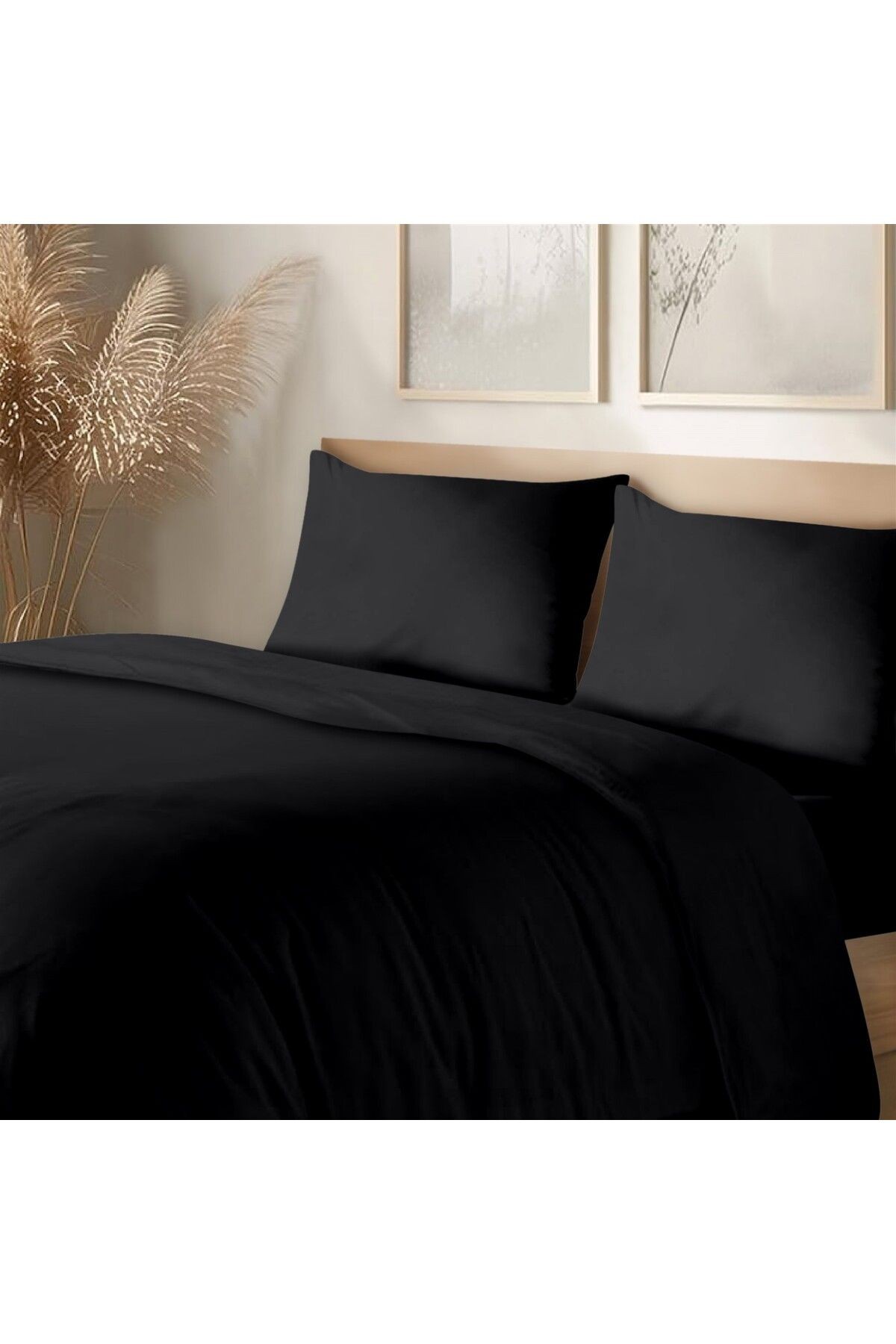 Organik Pamuk Akfil Nevresim Takımı  Tek Kişilik 160x220 cm - Si̇yah