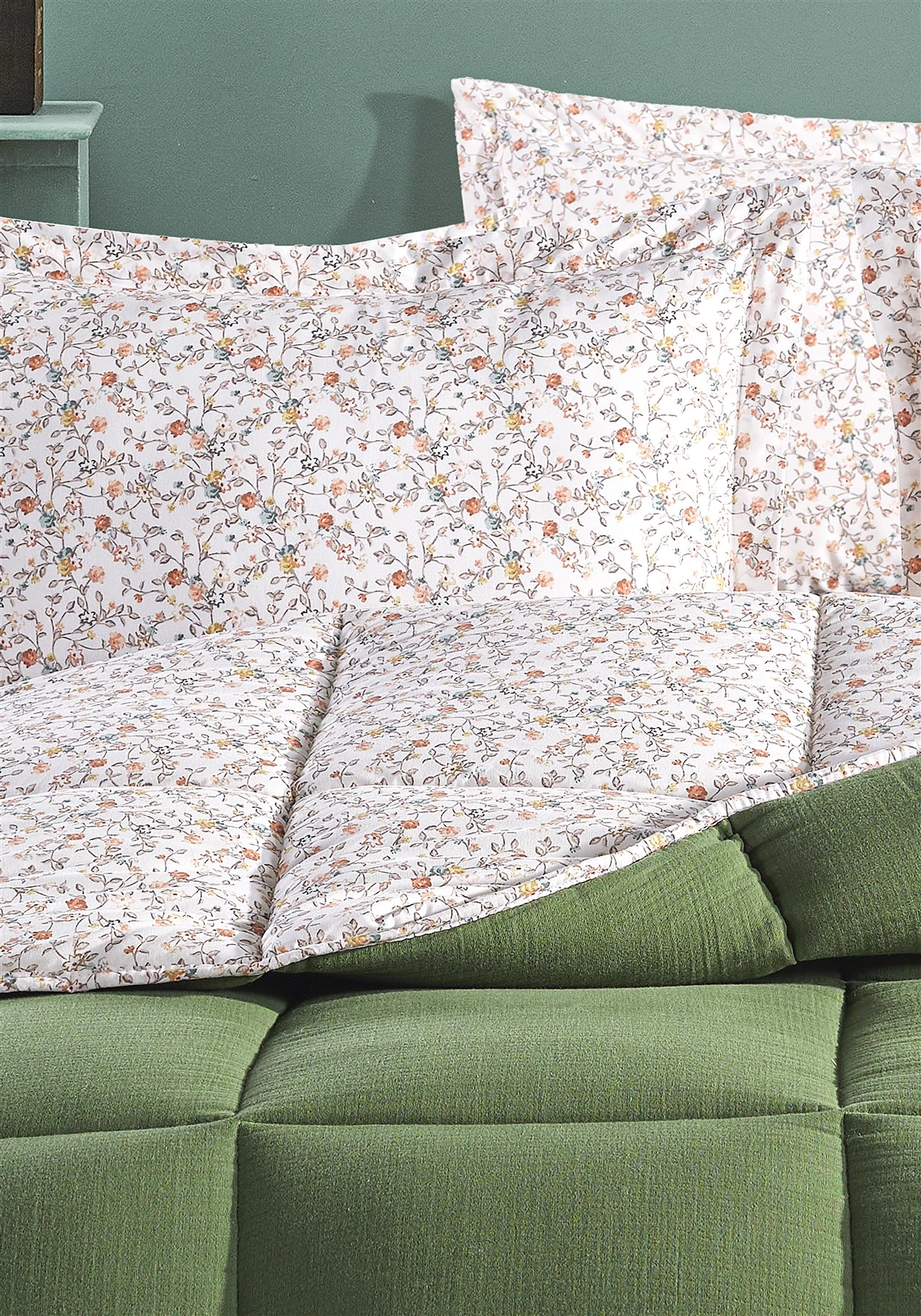 Andy Timeless %100 Pamuk 4 Kat Müslin Comfort Uyku Seti Tek Kişilik 155x215 cm - Yeşil