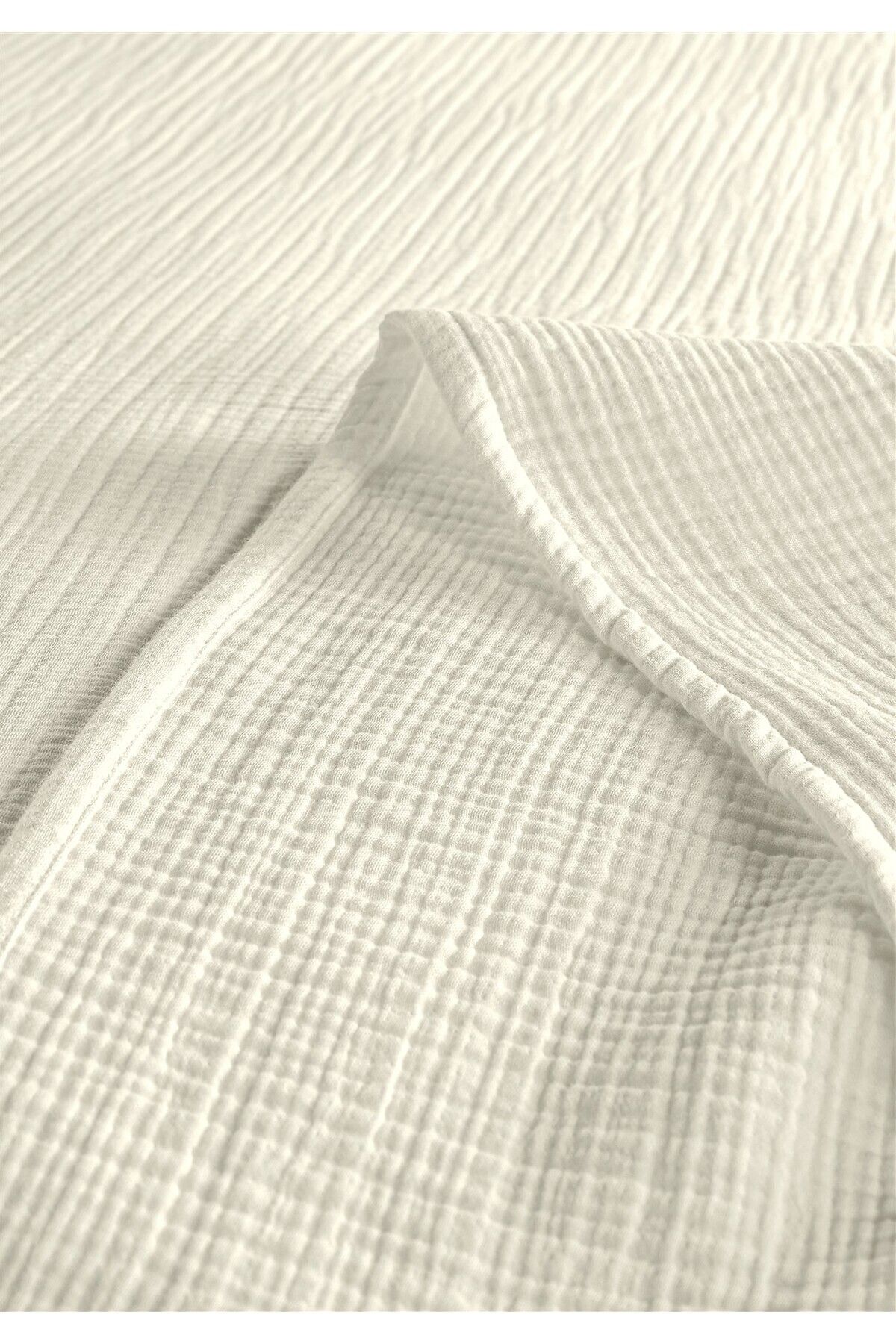 % 100 Doğal Pamuk 4 Kat Müslin Lüks Çift Kişilik Pike Takımı  200x230cm - Ekru