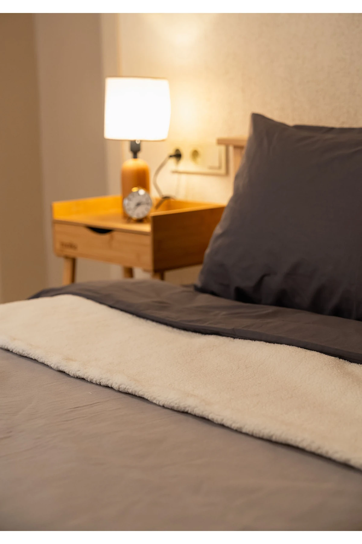 Sherpa Battaniye Çift Kişilik 200x230cm - Gri̇