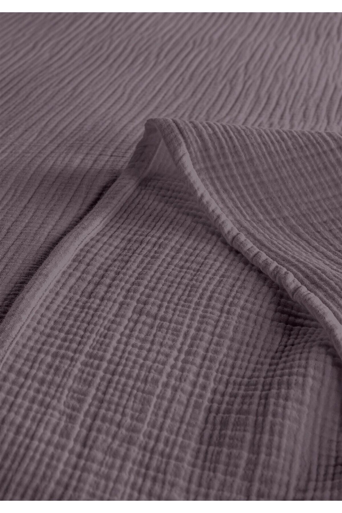 % 100 Doğal Pamuk 4 Kat Müslin Lüks Çift Kişilik Pike Takımı  200x230cm - Koyu Li̇la