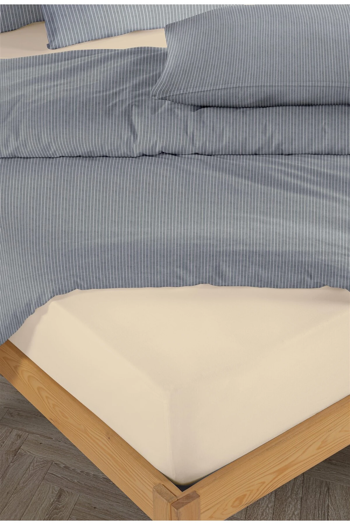 Chıc %100 Pamuk Ranforce Akay  Ipliği Boyalı Nevresim Takımı Çift Kişilik - 200x220 cm - Laci̇vert