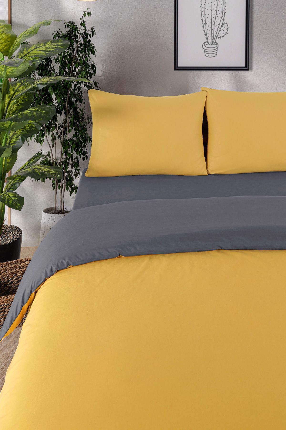 Organik Pamuk Akfil Çift Taraflı Nevresim Takımı Çift Kişilik 200x220 cm